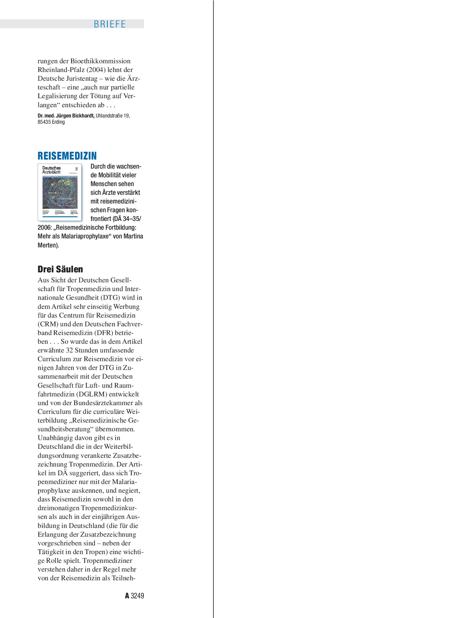 Vorschauseite 1: Reisemedizin: Drei Säulen – Deutsches Ärzteblatt