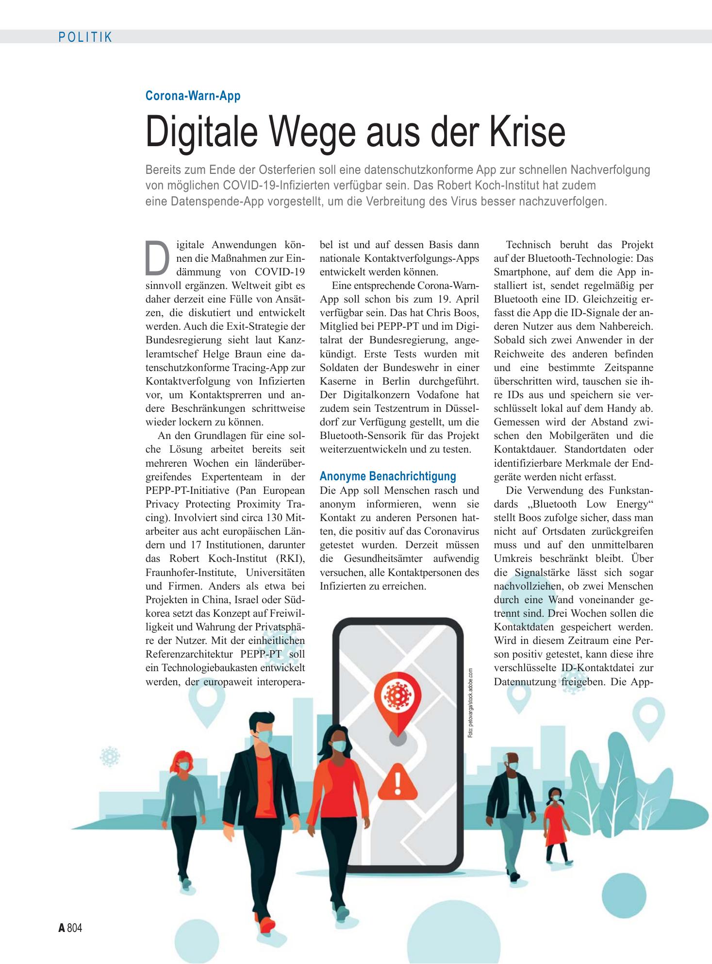Vorschauseite 1: Corona-Warn-App: Digitale Wege aus der Krise – Deutsches Ärzteblatt