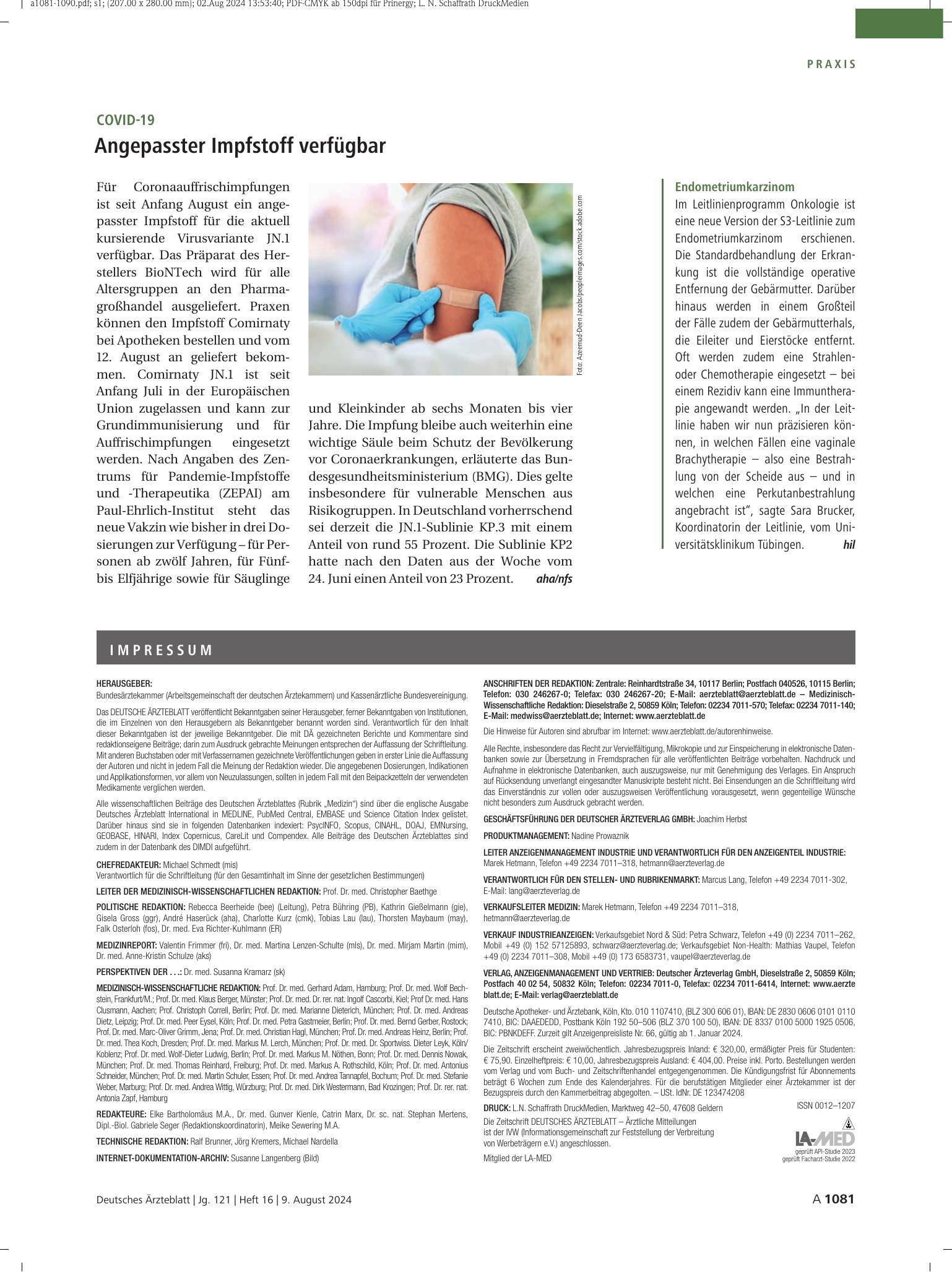 Vorschauseite 1: Endometriumkarzinom – Deutsches Ärzteblatt