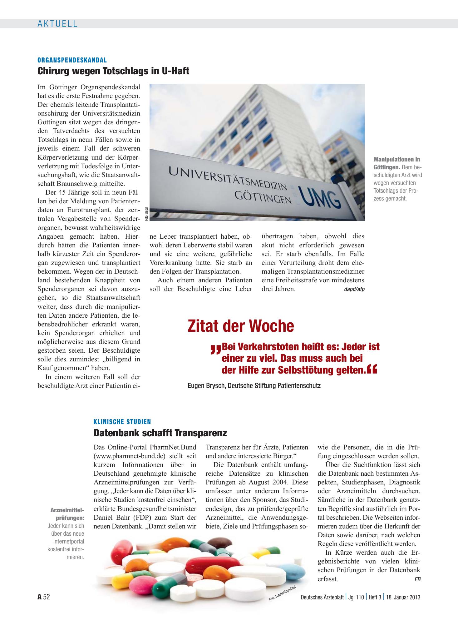 Vorschauseite 1: Zitat der Woche – Deutsches Ärzteblatt