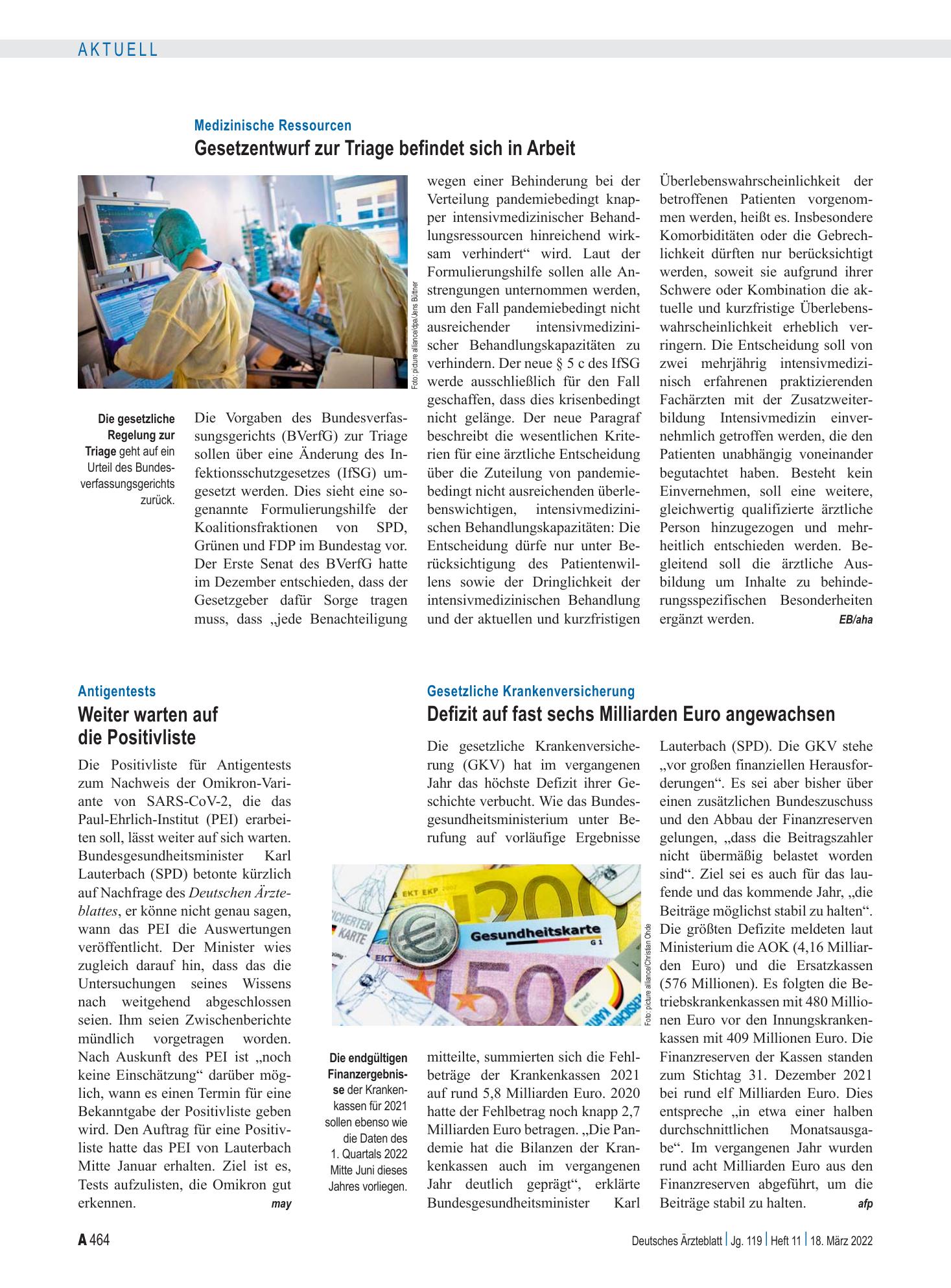 Vorschauseite 1: Antigentests: Weiter warten auf die Positivliste – Deutsches Ärzteblatt