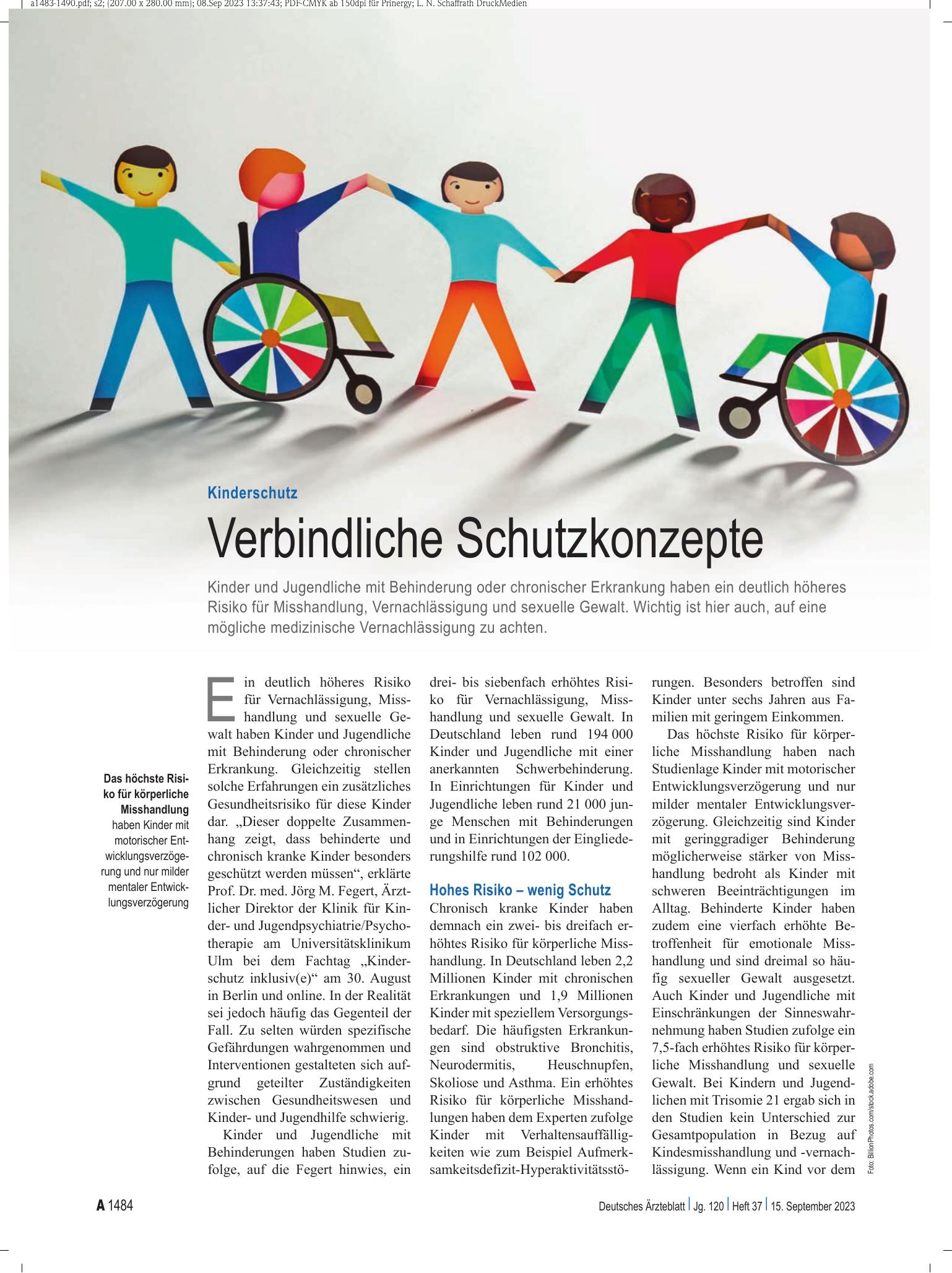 Vorschauseite 1: Kinderschutz: Verbindliche Schutzkonzepte – Deutsches Ärzteblatt