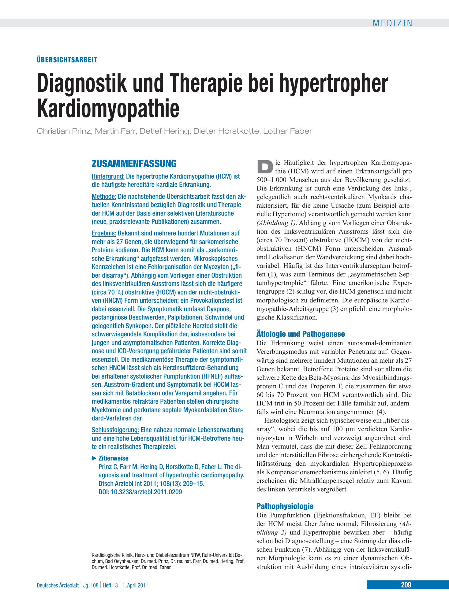 Vorschauseite 1: Diagnostik und Therapie bei hypertropher Kardiomyopathie – Deutsches Ärzteblatt