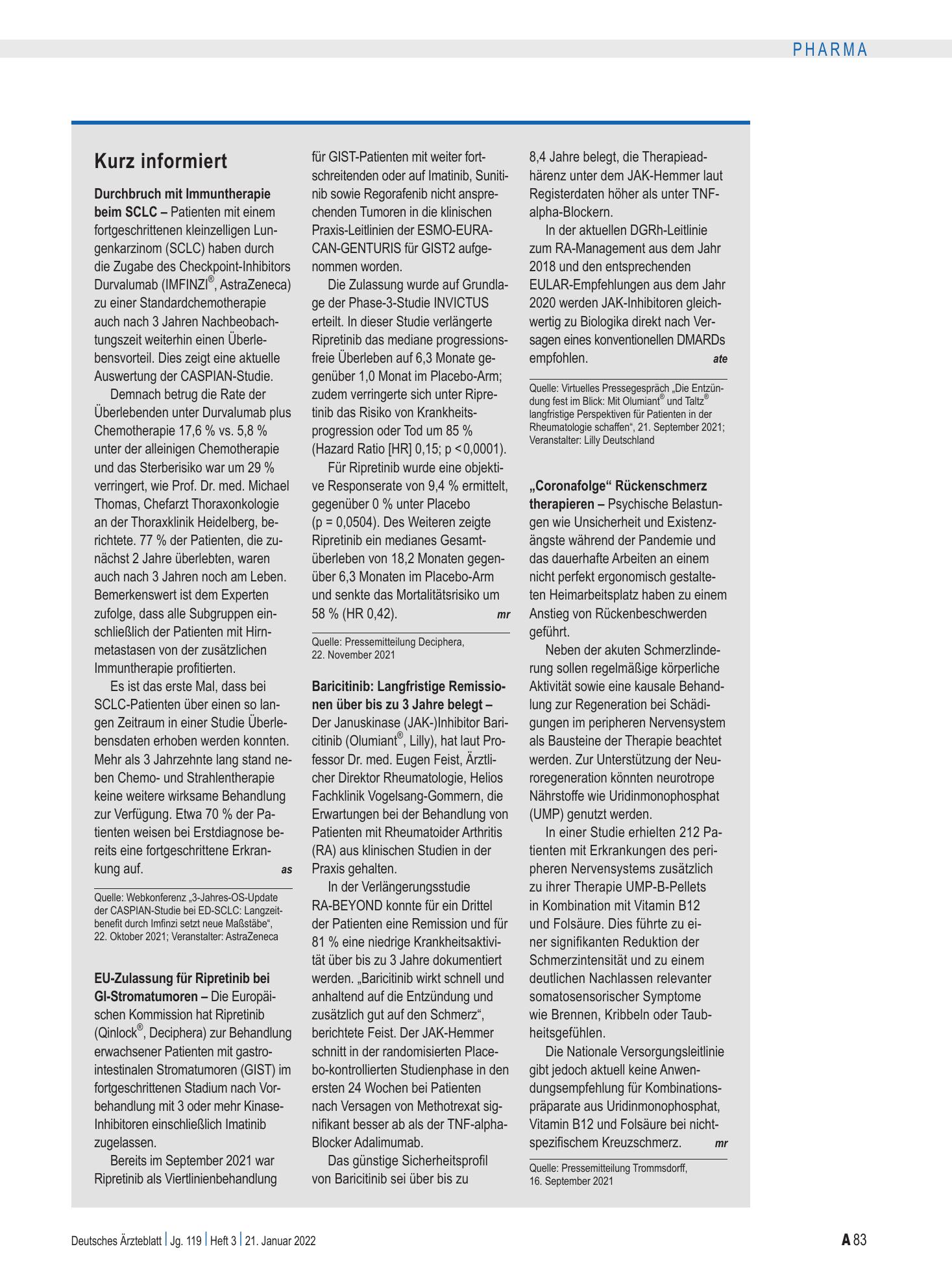 Vorschauseite 1: Kurz informiert – Deutsches Ärzteblatt