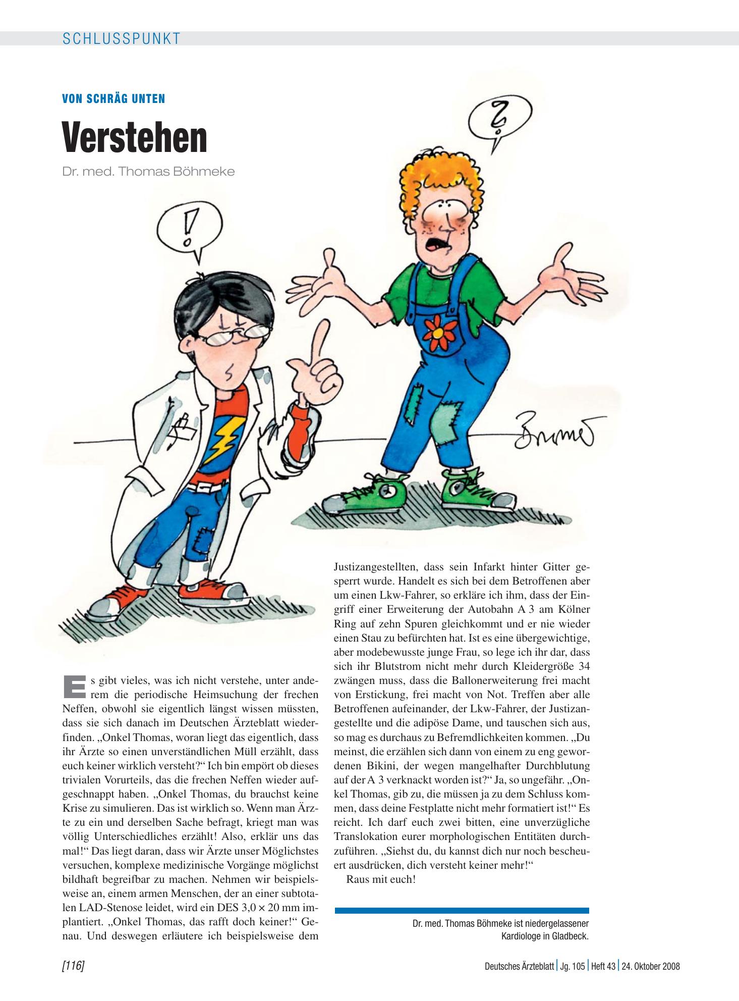Vorschauseite 1: Von schräg unten: Verstehen – Deutsches Ärzteblatt