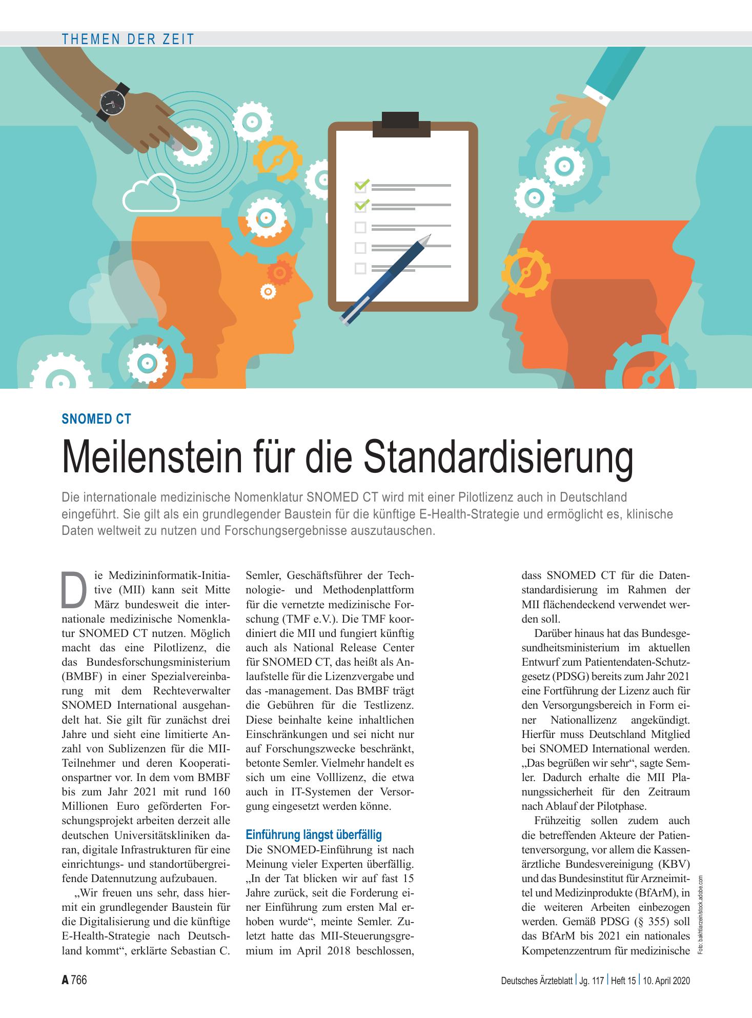 Vorschauseite 1: SNOMED CT: Meilenstein für die Standardisierung – Deutsches Ärzteblatt