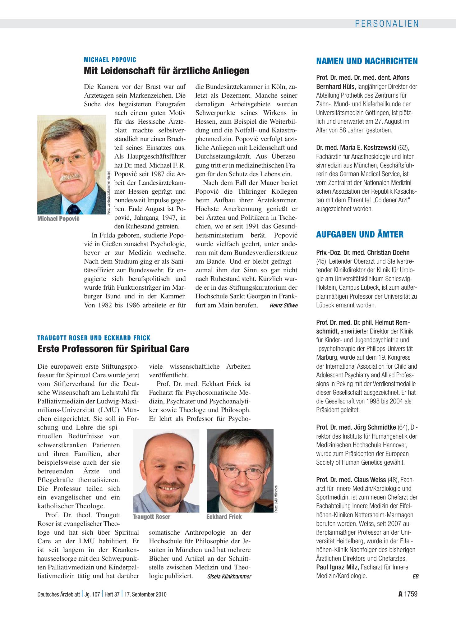 Vorschauseite 1: Aufgaben und Ämter – Deutsches Ärzteblatt