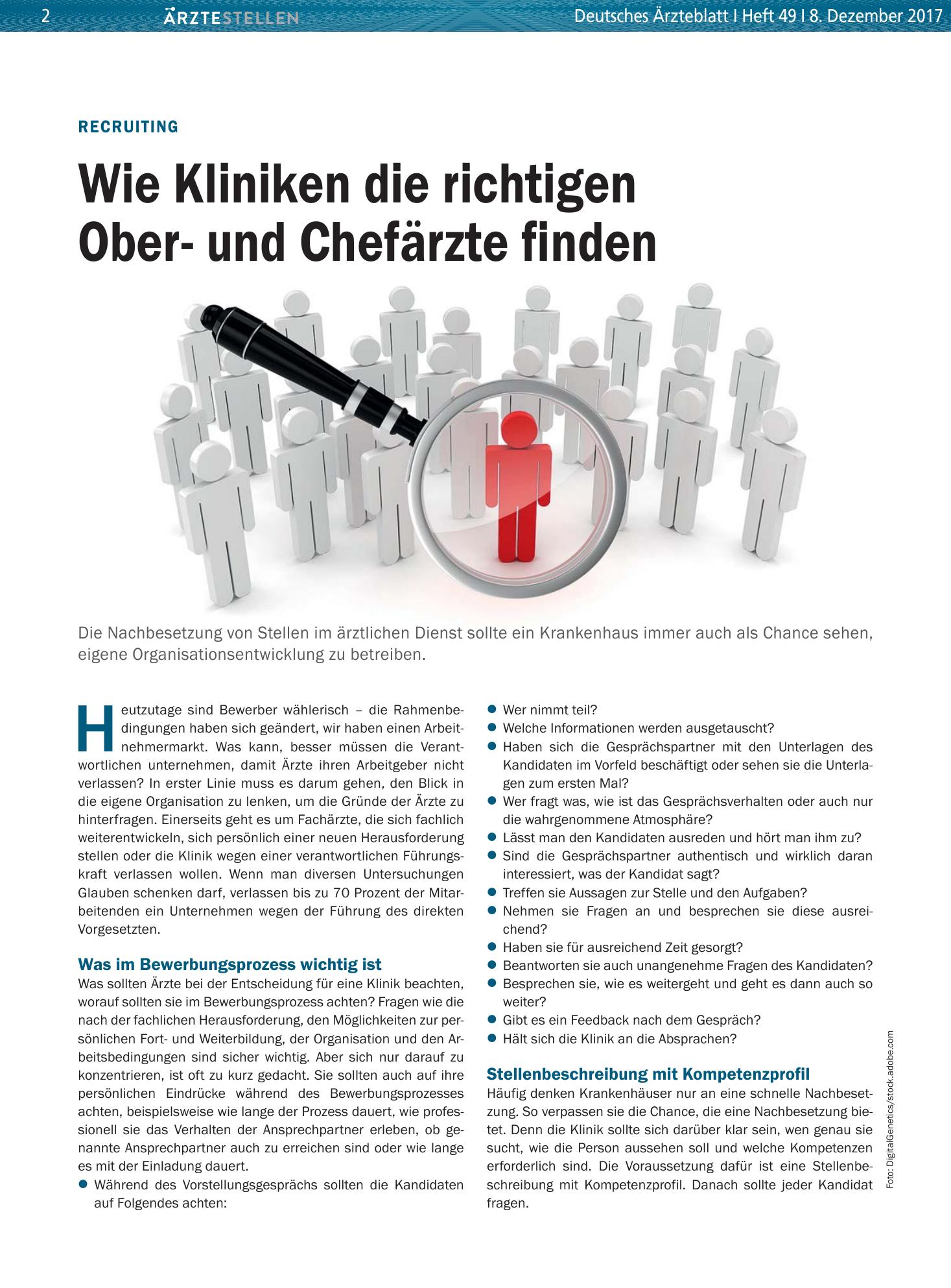 Vorschauseite 1: Recruiting: Wie Kliniken die richtigen Ober- und Chefärzte finden – Deutsches Ärzteblatt