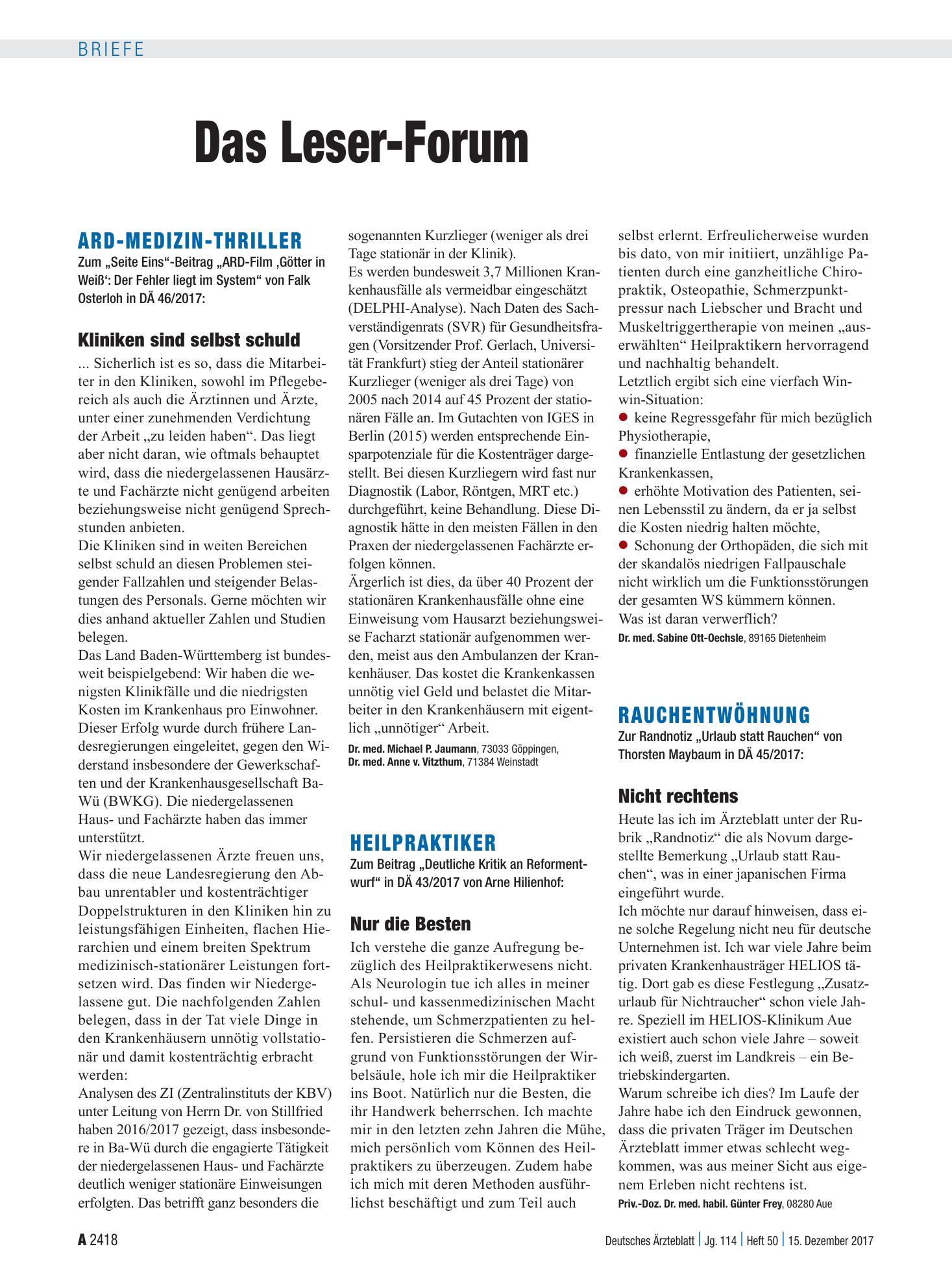 Vorschauseite 1: Rauchentwöhnung: Nicht rechtens – Deutsches Ärzteblatt