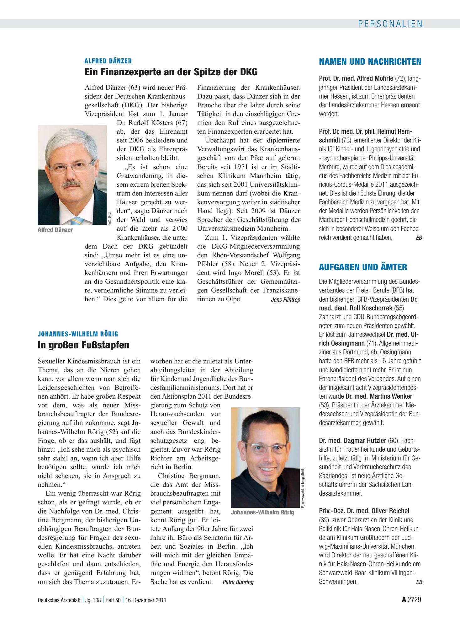 Vorschauseite 1: Aufgaben und Ämter – Deutsches Ärzteblatt