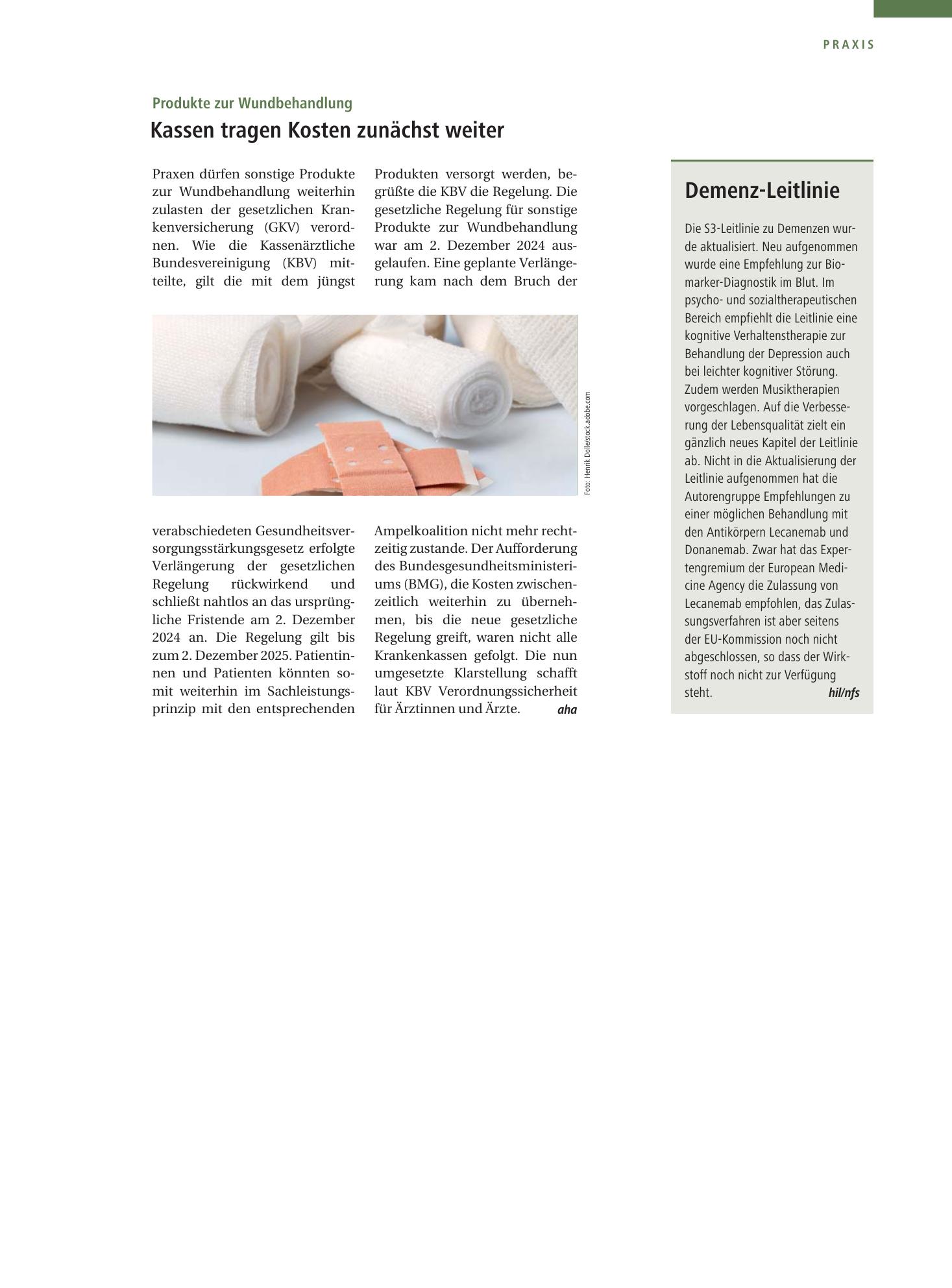 Vorschauseite 1: Demenz-Leitlinie – Deutsches Ärzteblatt