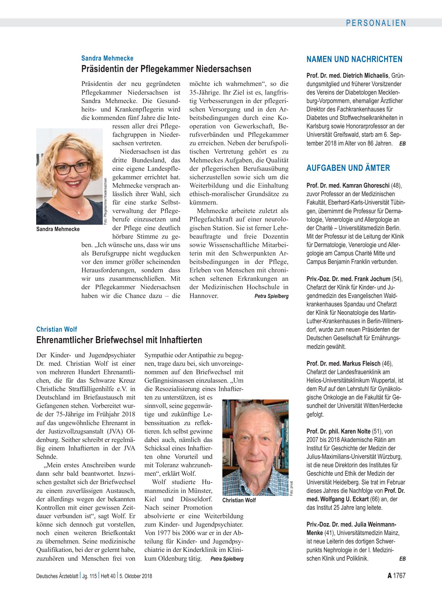 Vorschauseite 1: Aufgaben und Ämter – Deutsches Ärzteblatt