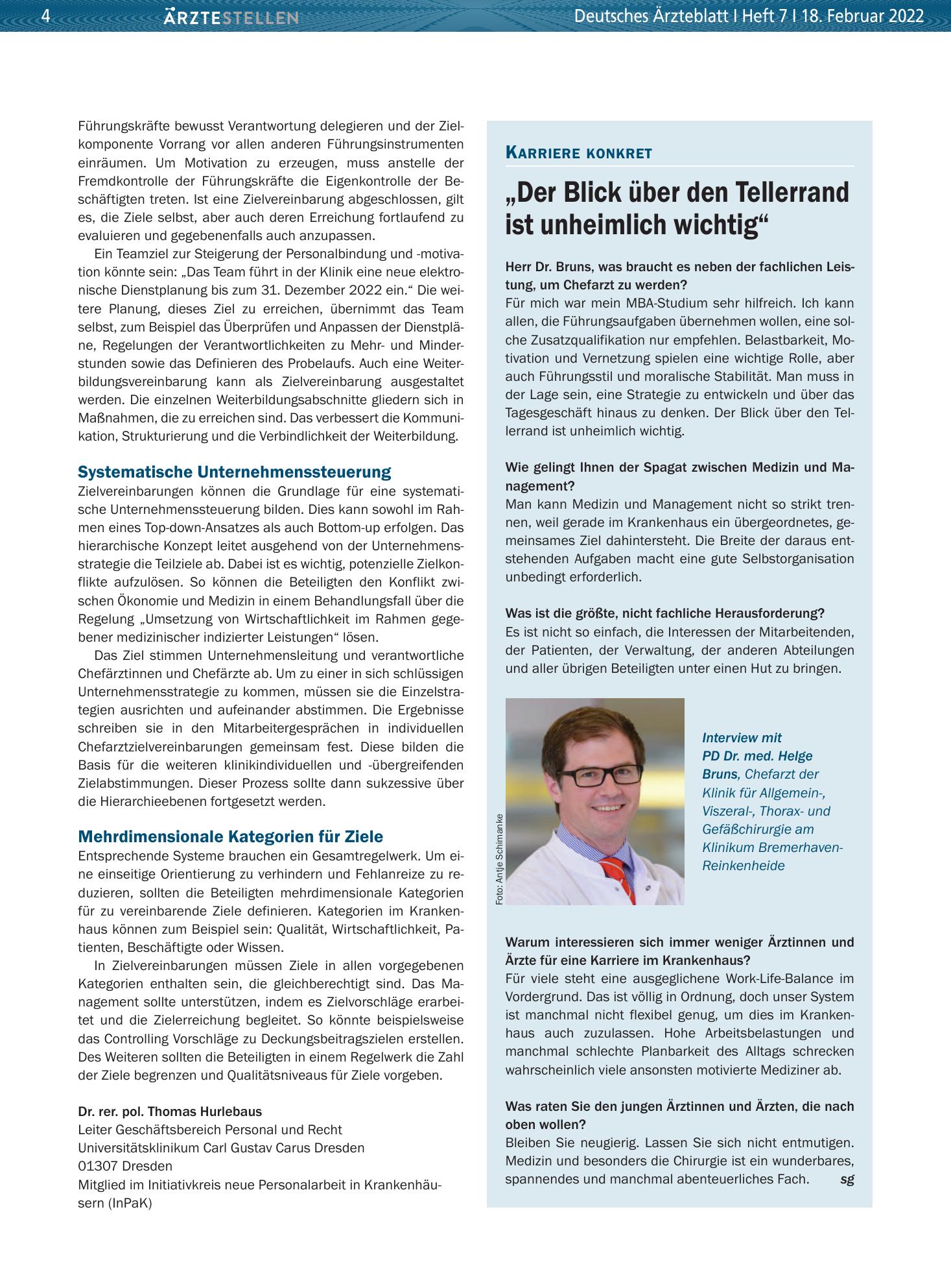 Vorschauseite 1: „Der Blick über den Tellerrand ist unheimlich wichtig“ – Deutsches Ärzteblatt
