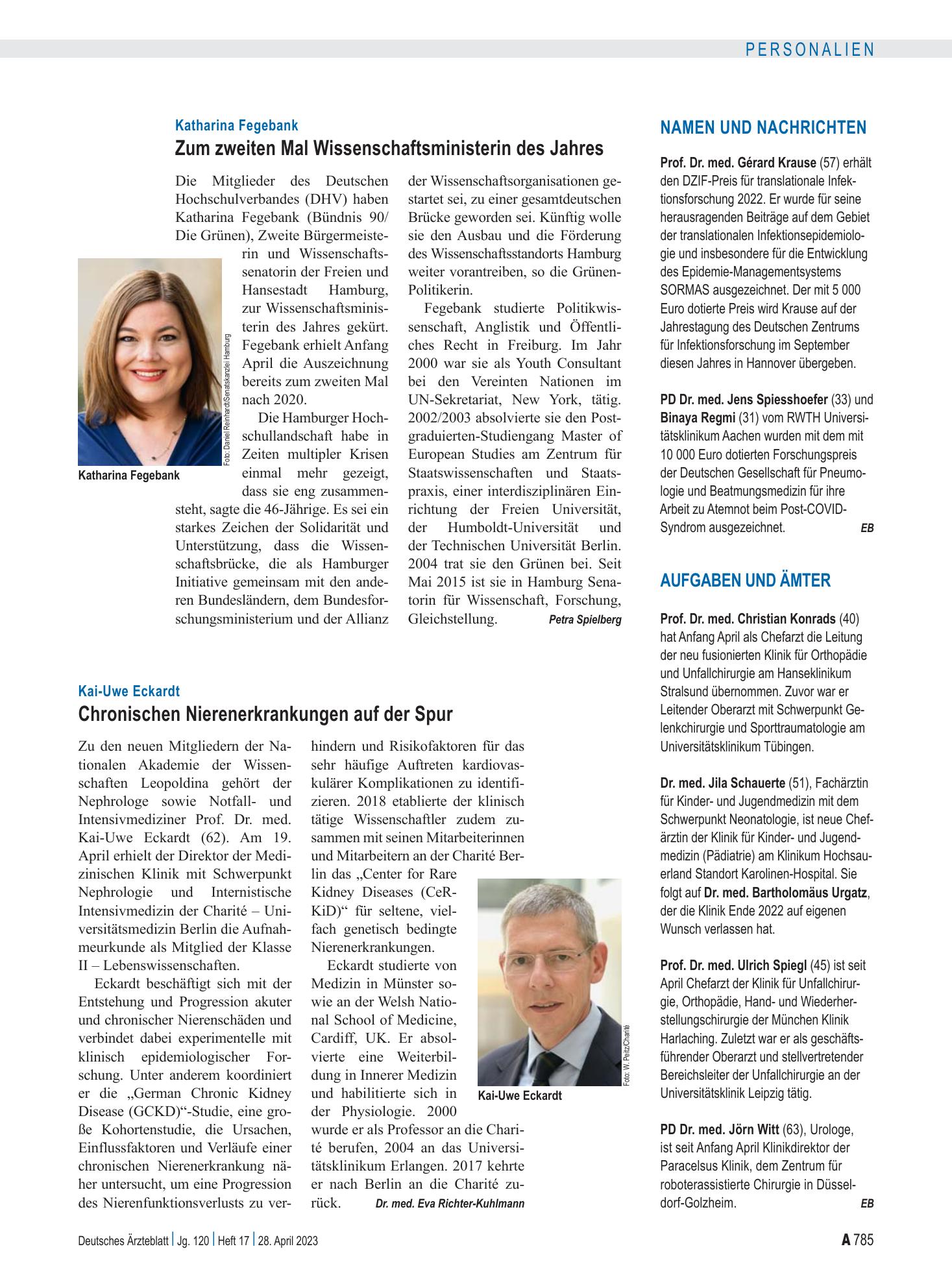Vorschauseite 1: Aufgaben und Ämter – Deutsches Ärzteblatt