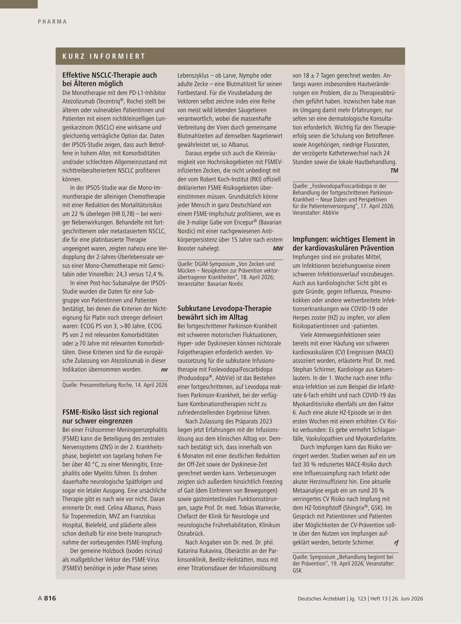 Vorschauseite 1: Kurz informiert – Deutsches Ärzteblatt