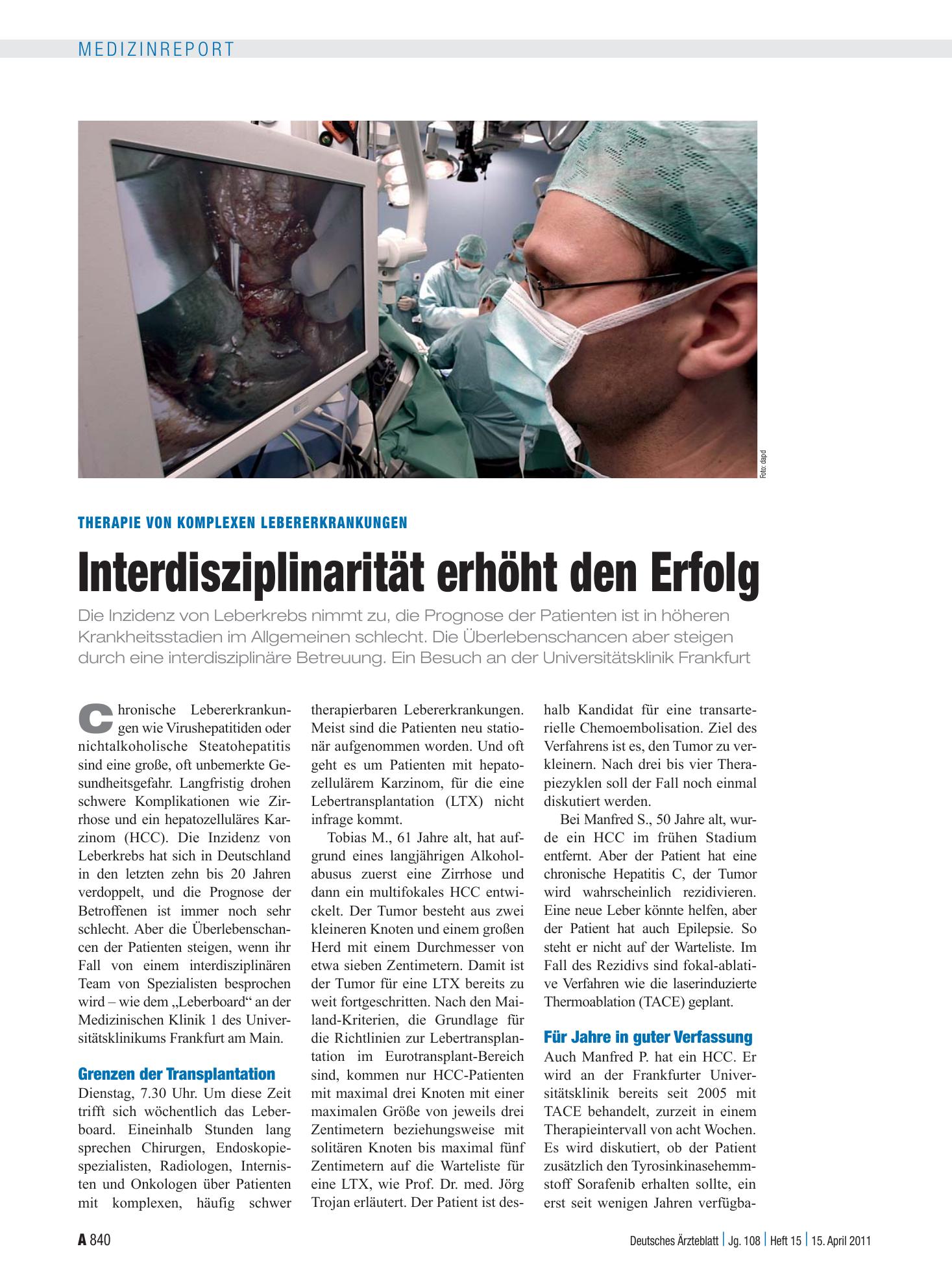 Vorschauseite 1: Therapie von komplexen Lebererkrankungen: Interdisziplinarität erhöht den Erfolg – Deutsches Ärzteblatt