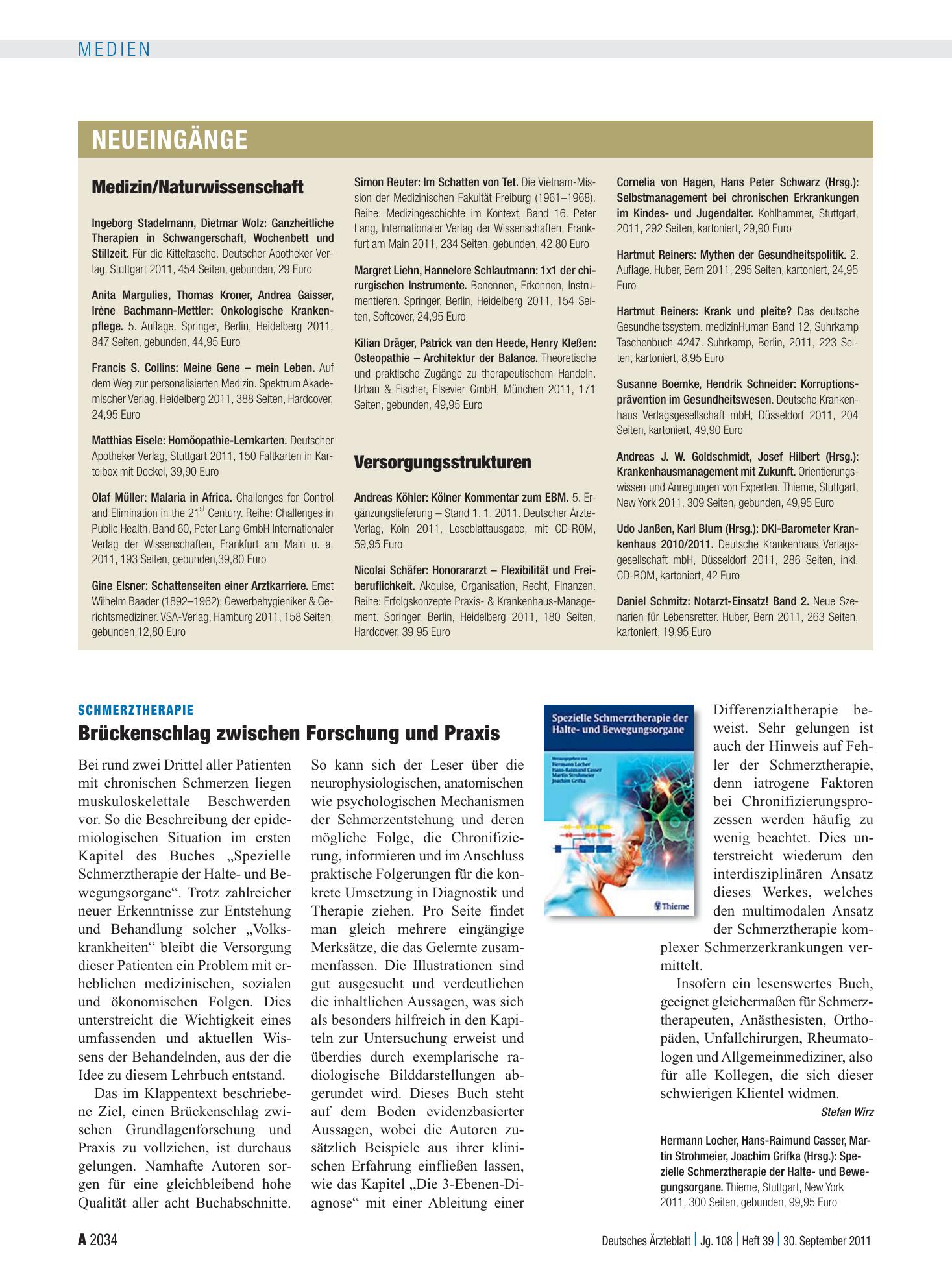 Vorschauseite 1: Neueingänge – Deutsches Ärzteblatt