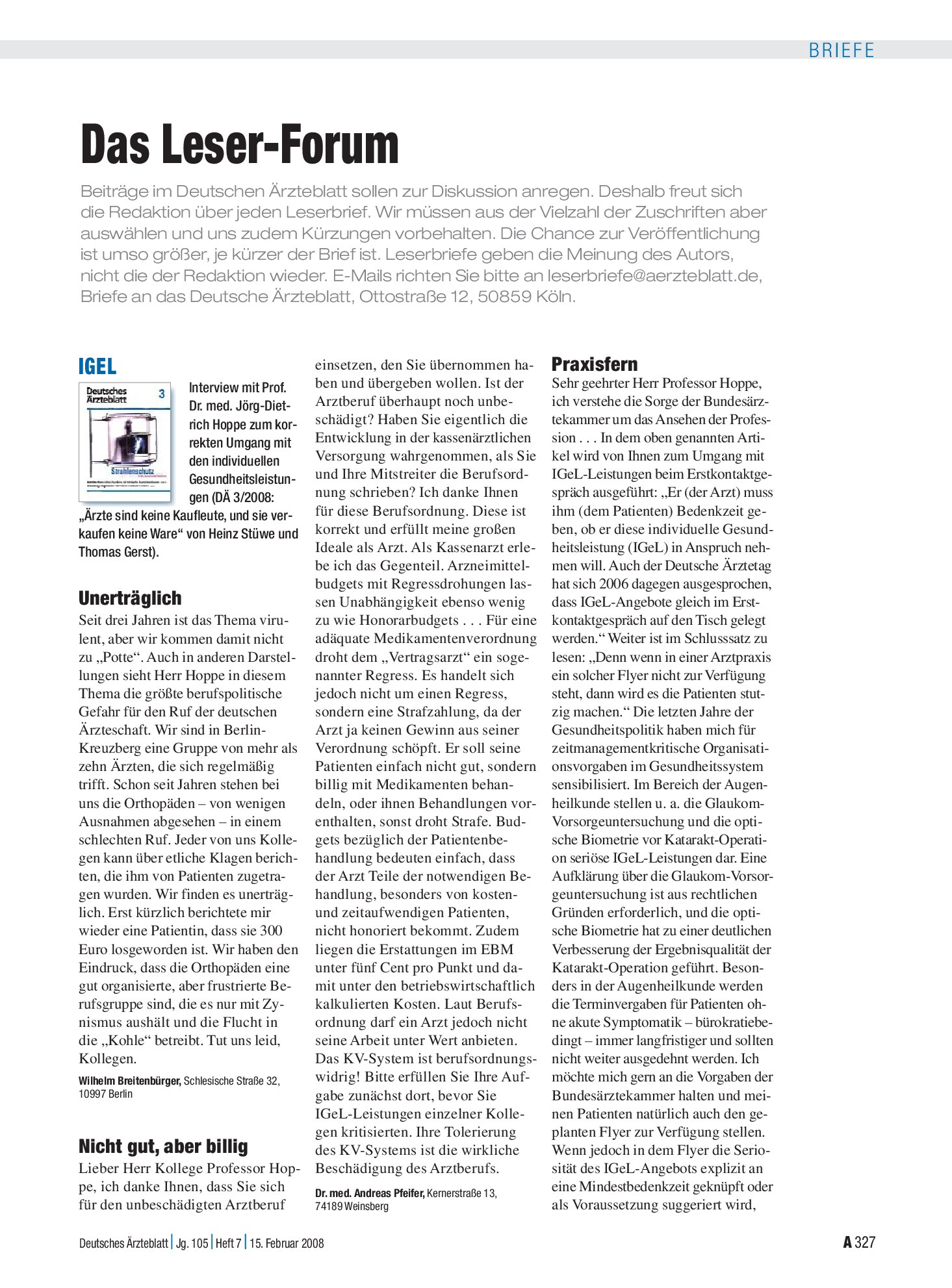 Vorschauseite 1: IGeL: Nicht gut, aber billig – Deutsches Ärzteblatt