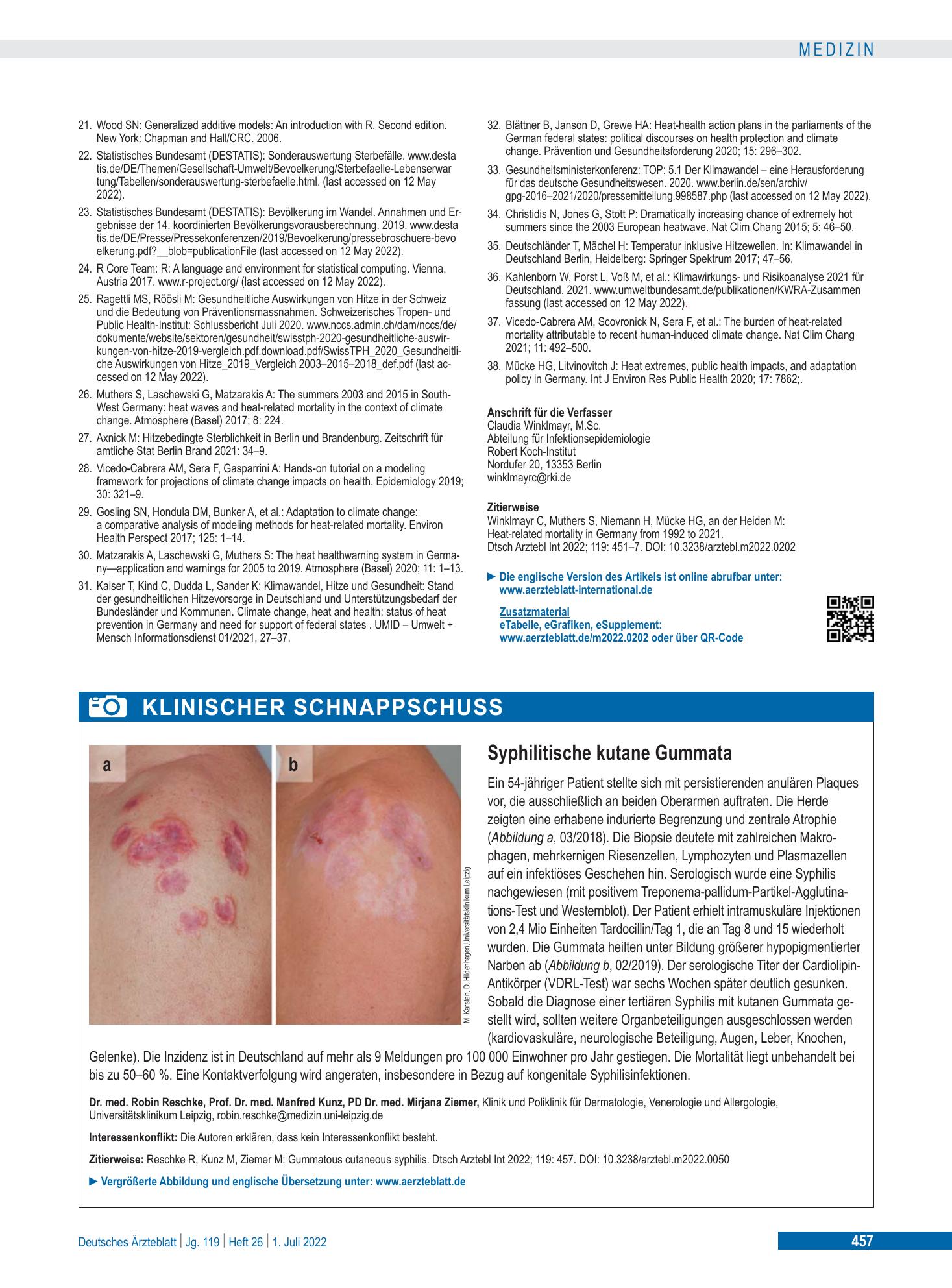 Vorschauseite 1: Syphilitische kutane Gummata – Deutsches Ärzteblatt
