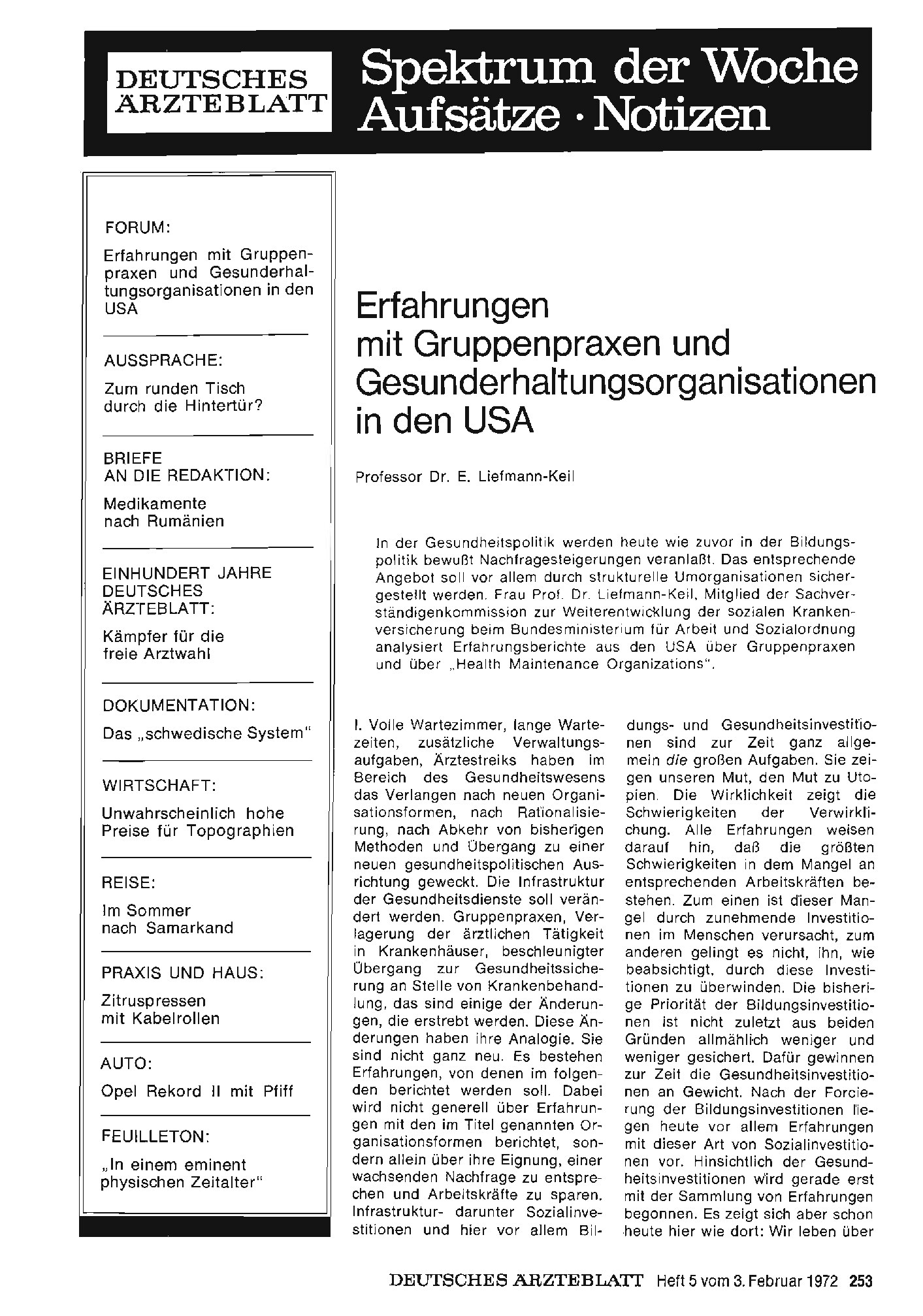 Vorschauseite 1: Erfahrungen mit Gruppenpraxen und Gesunderhaltungsorganisationen in den USA