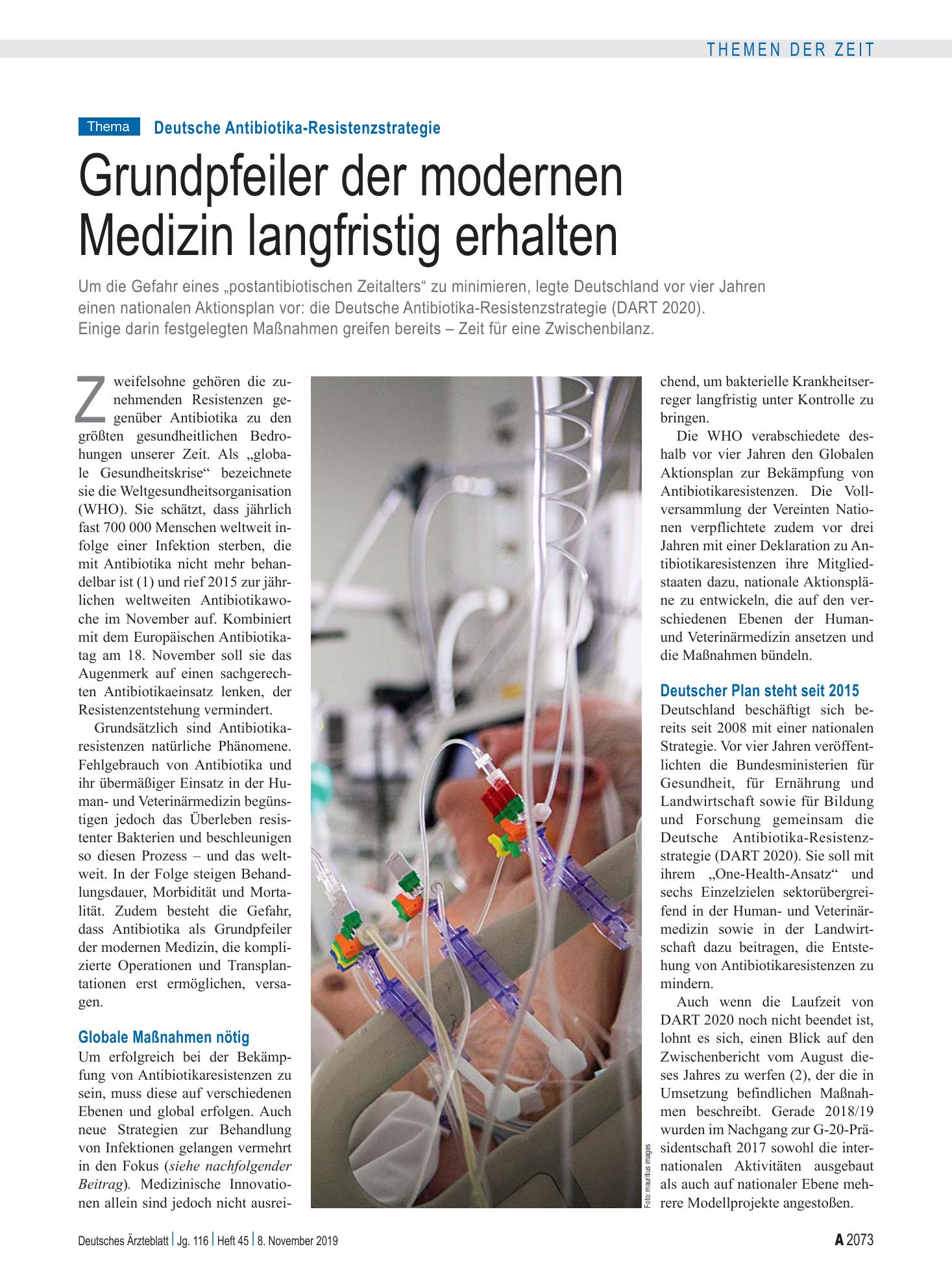 Vorschauseite 1: Deutsche Antibiotika-Resistenzstrategie: Grundpfeiler der modernen Medizin langfristig erhalten – Deutsches Ärzteblatt