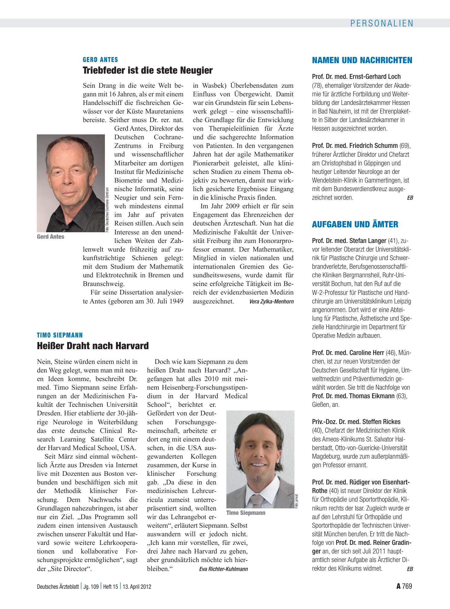 Vorschauseite 1: Aufgaben und Ämter – Deutsches Ärzteblatt