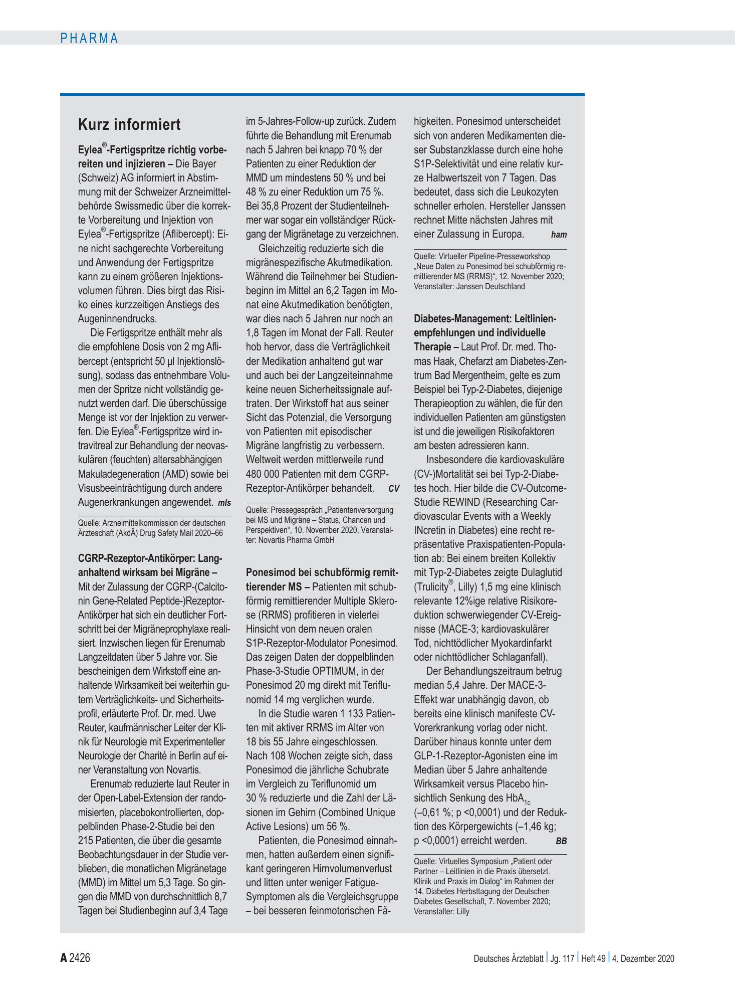 Vorschauseite 1: Kurz informiert – Deutsches Ärzteblatt