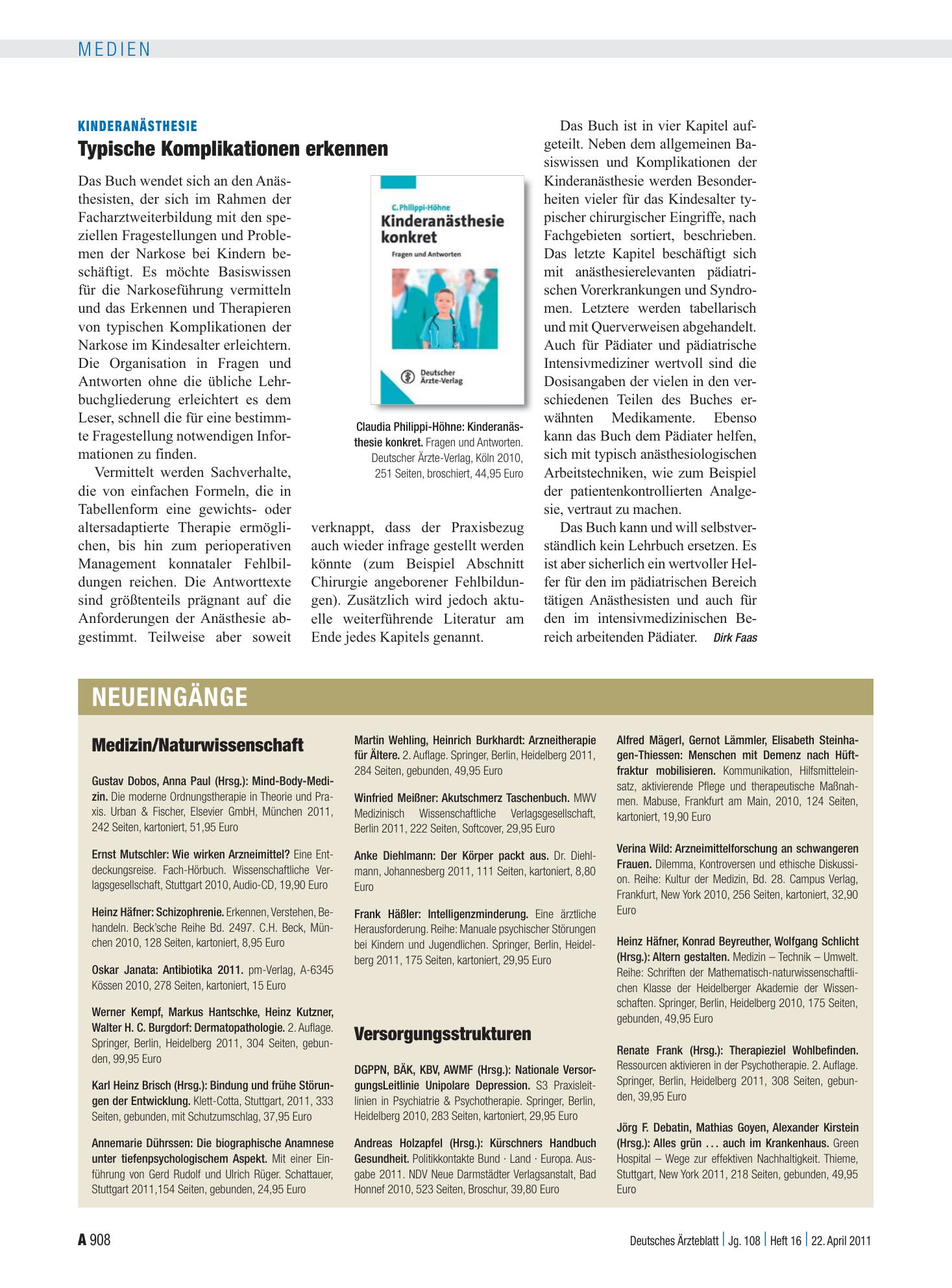 Vorschauseite 1: Neueingänge – Deutsches Ärzteblatt