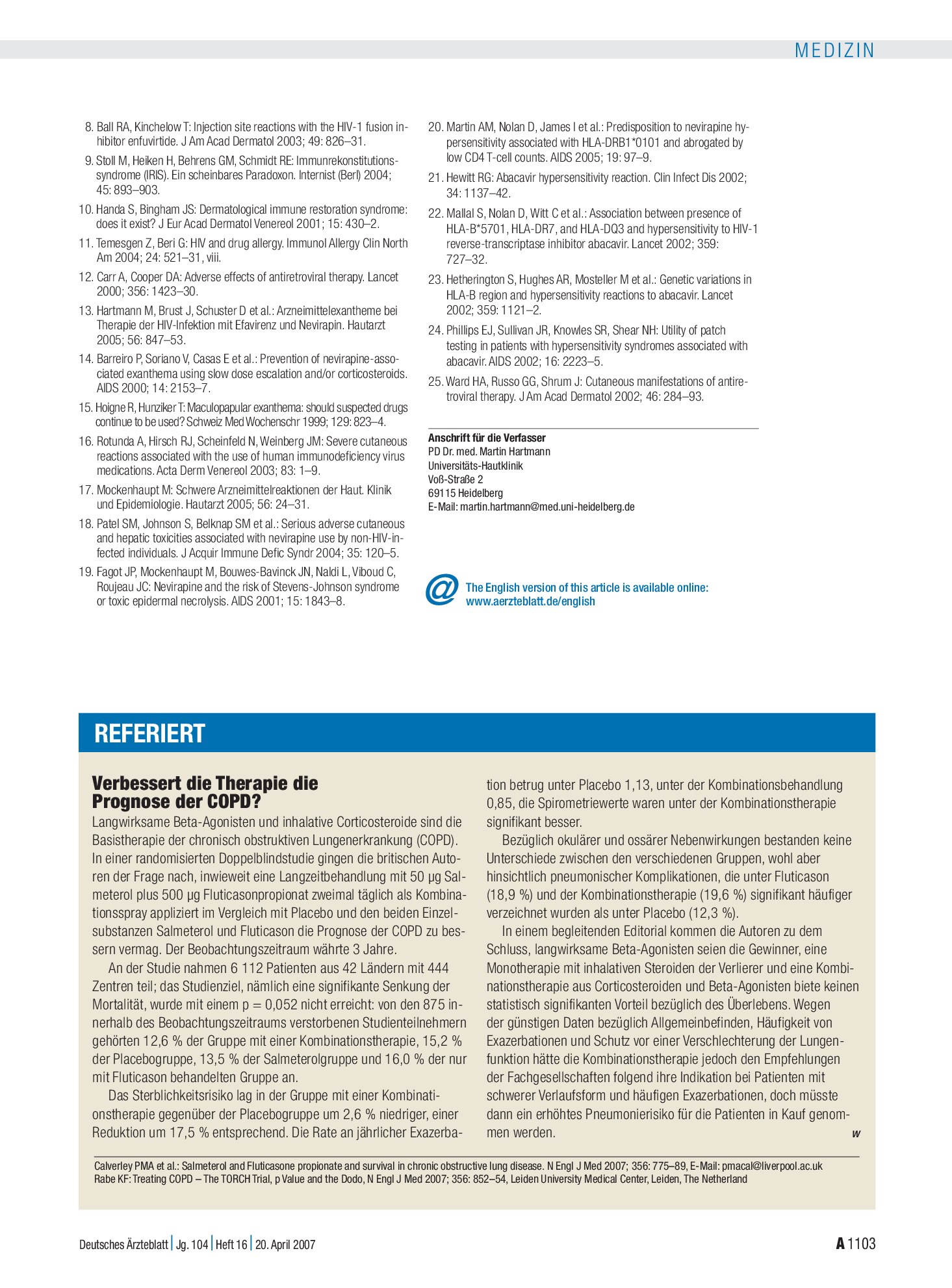 Vorschauseite 1: Verbessert die Therapie die Prognose der COPD? – Deutsches Ärzteblatt