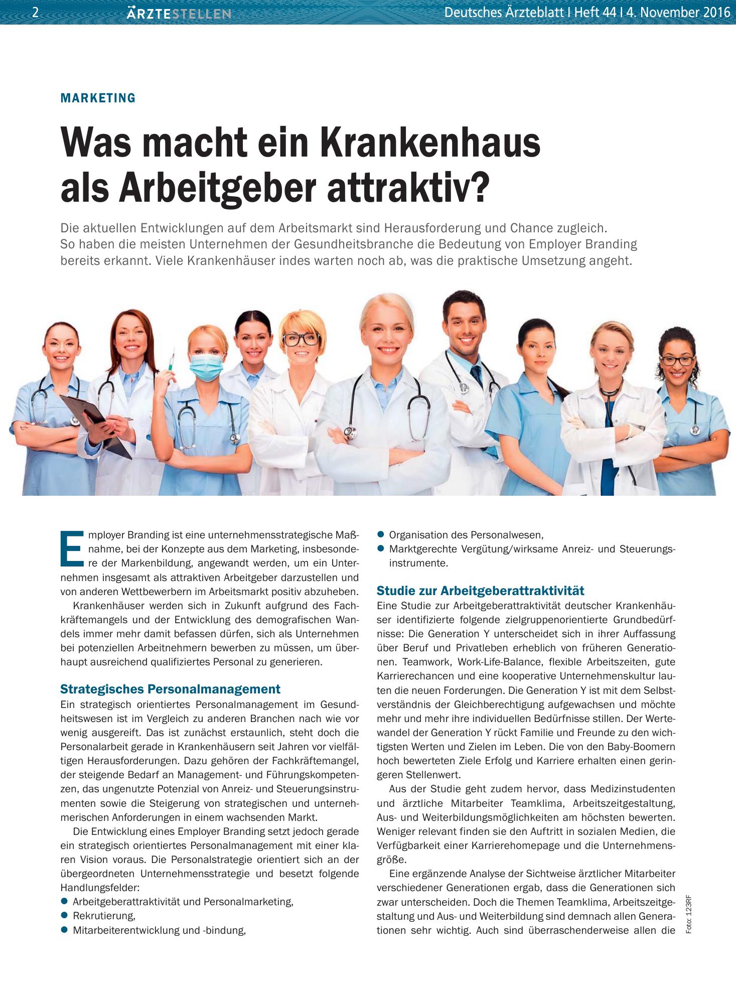 Vorschauseite 1: Marketing: Was macht ein Krankenhaus als Arbeitgeber attraktiv? – Deutsches Ärzteblatt