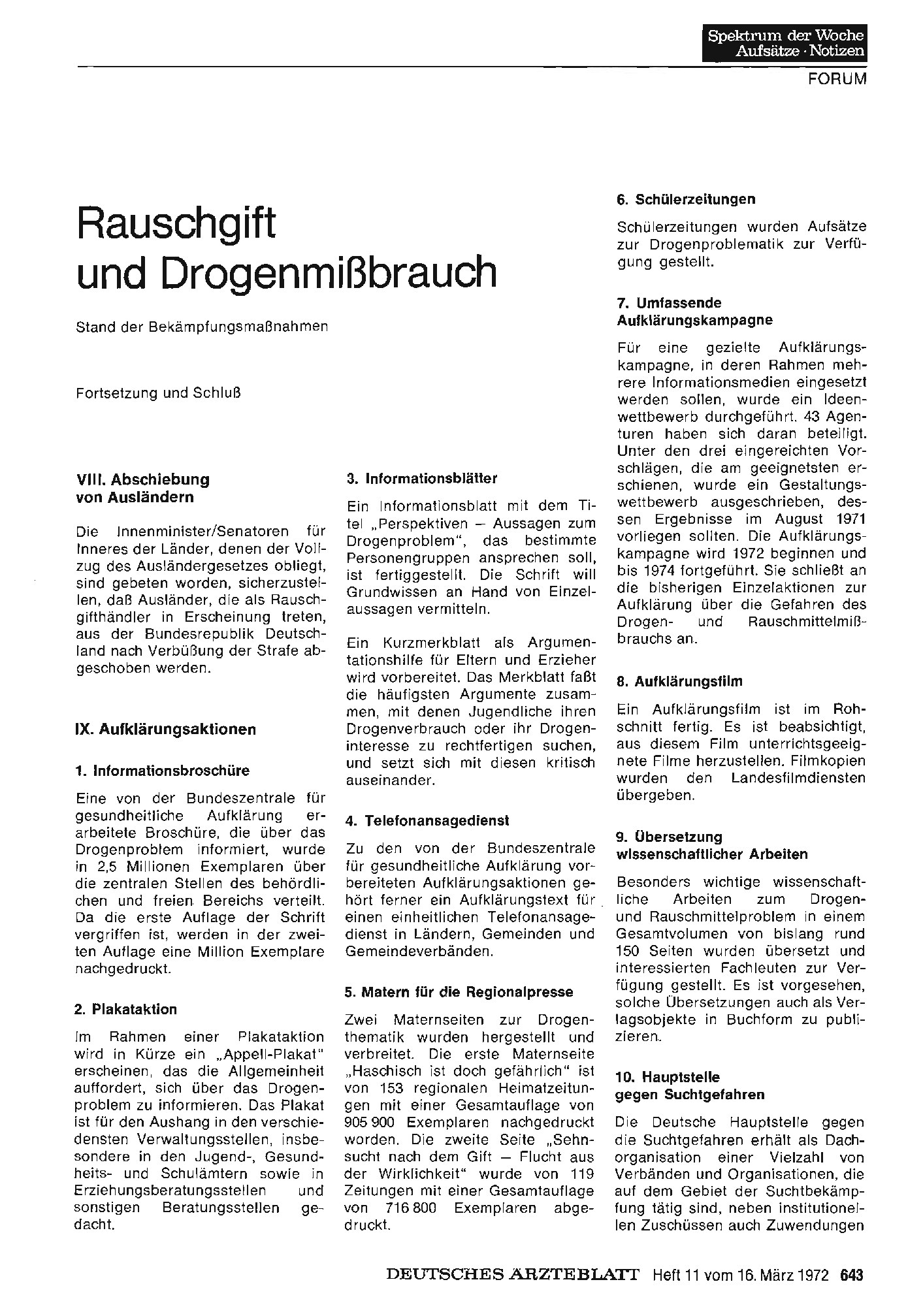 Vorschauseite 1: Rauschgift und Drogenmißbrauch
