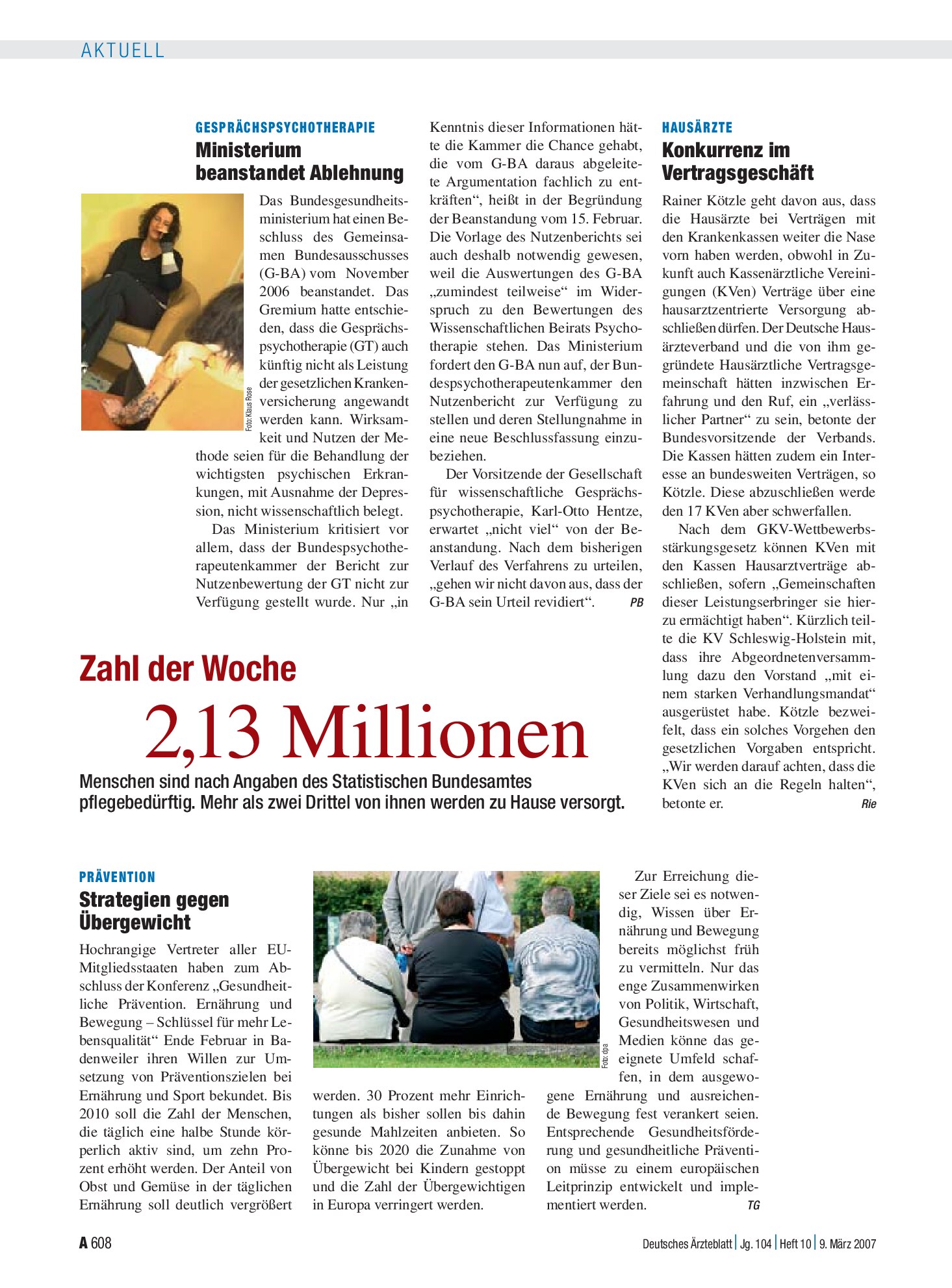 Vorschauseite 1: Zahl der Woche – Deutsches Ärzteblatt