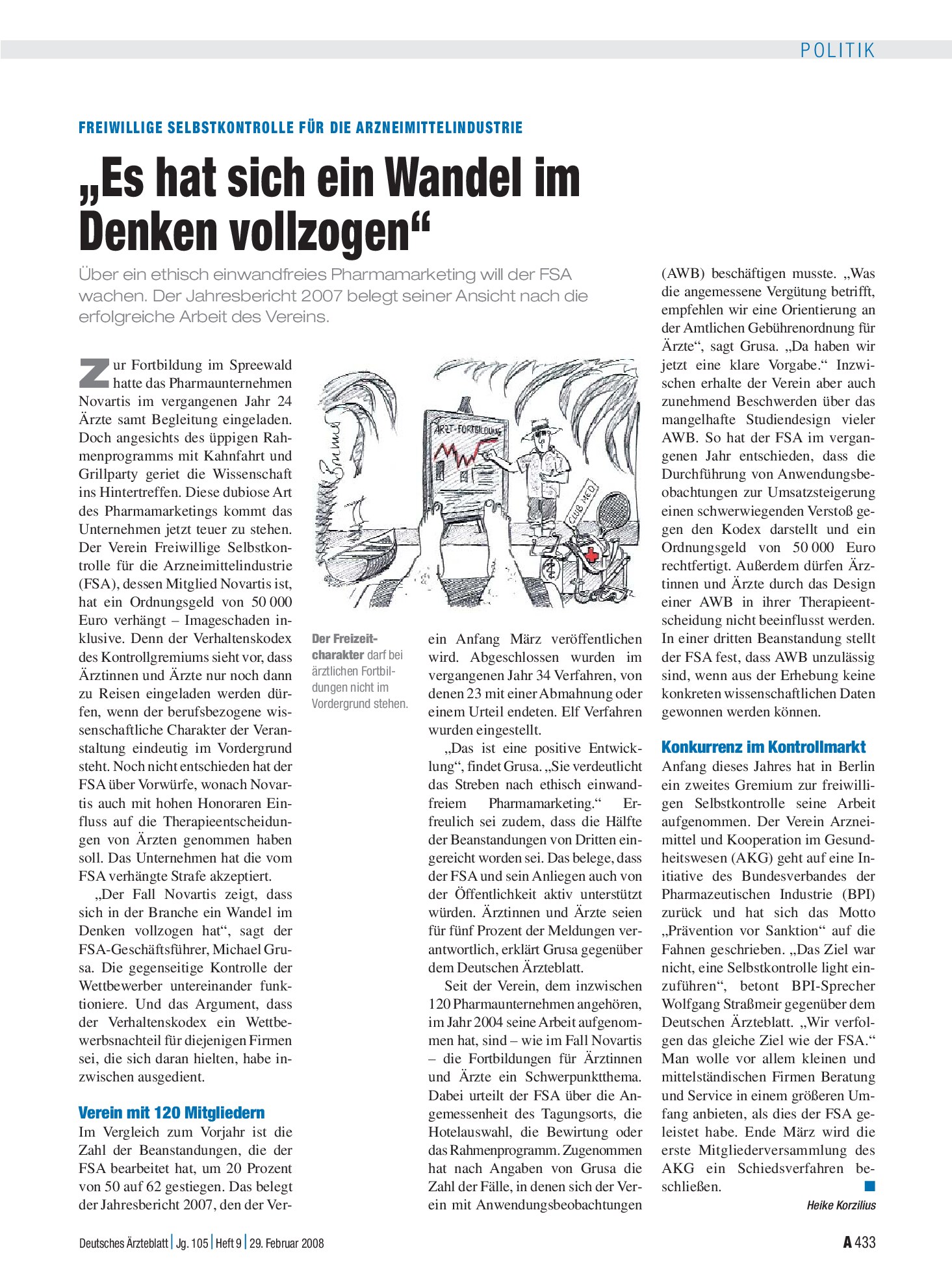 Vorschauseite 1: Freiwillige Selbstkontrolle für die Arzneimittelindustrie: „Es hat sich ein Wandel im Denken vollzogen“ – Deutsches Ärzteblatt