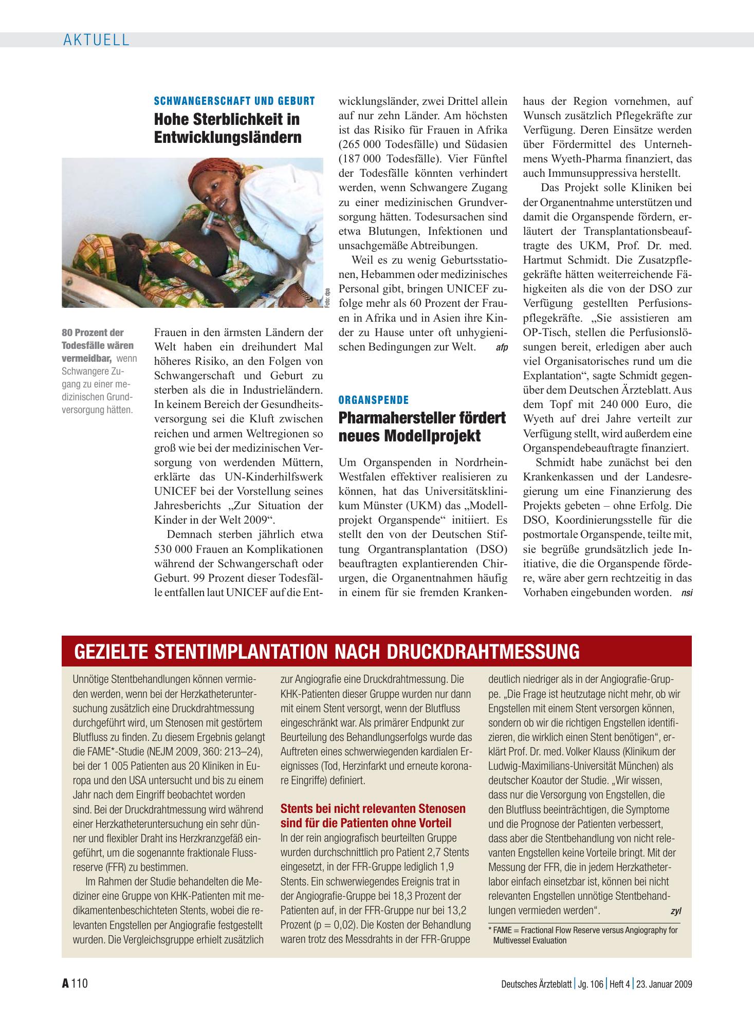Vorschauseite 1: Organspende: Pharmahersteller fördert neues Modellprojekt – Deutsches Ärzteblatt