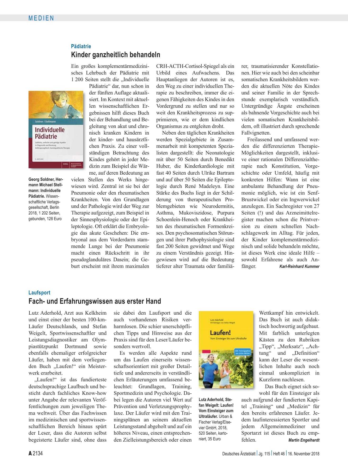 Vorschauseite 1: Pädiatrie: Kinder ganzheitlich behandeln – Deutsches Ärzteblatt