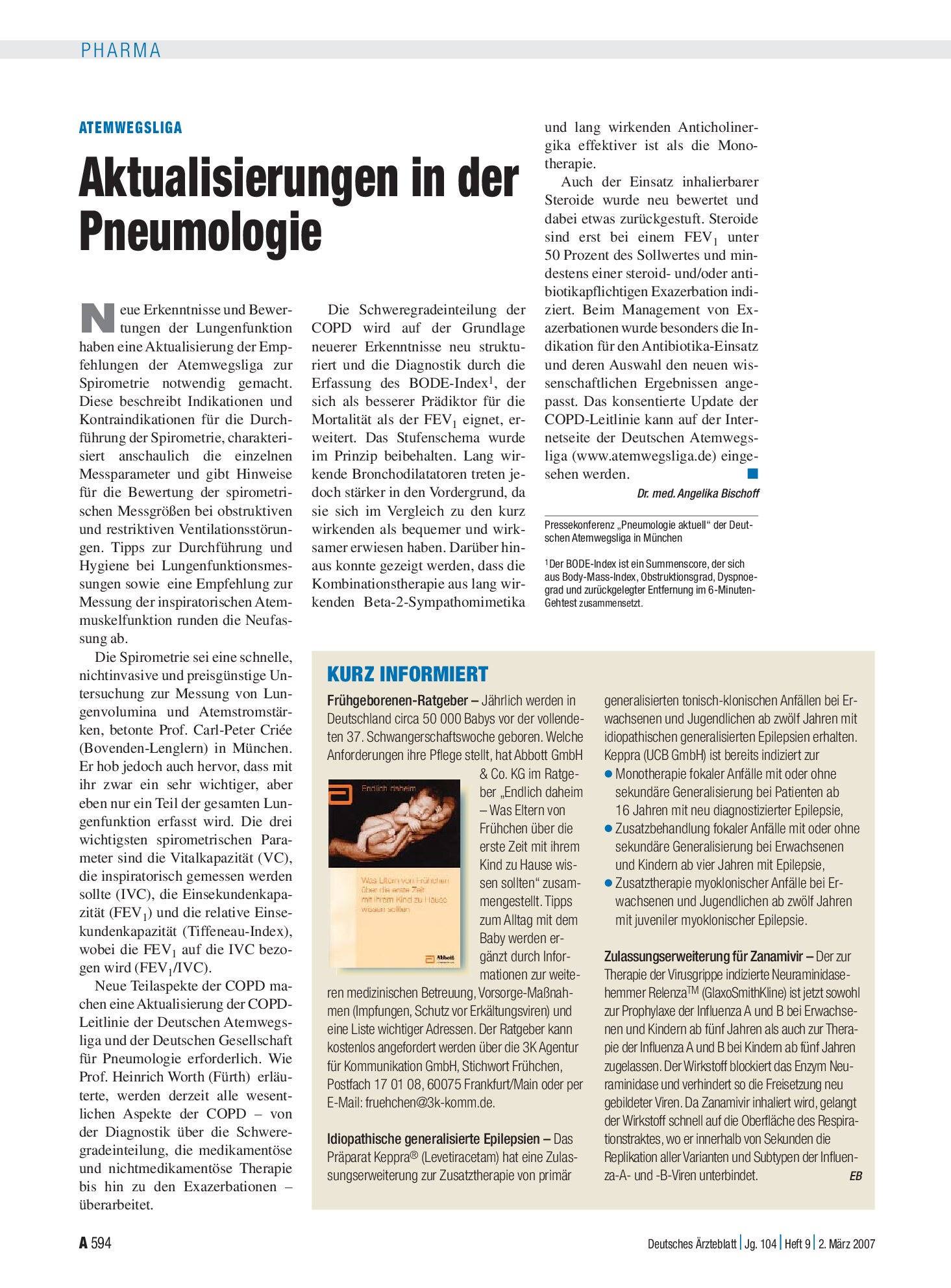 Vorschauseite 1: Kurz informiert – Deutsches Ärzteblatt
