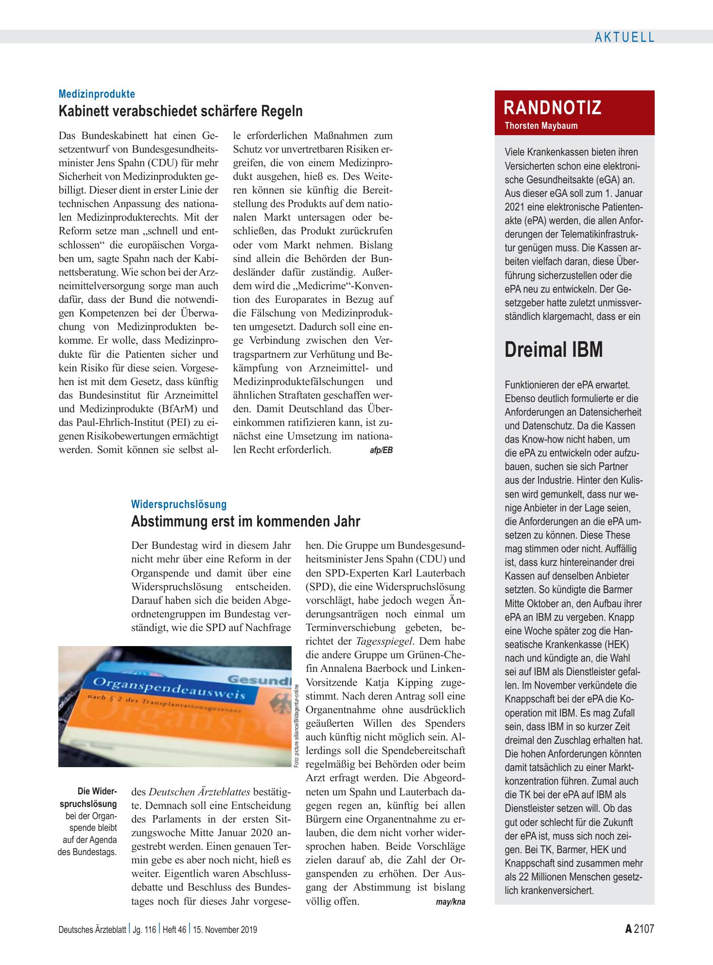 Vorschauseite 1: Randnotiz: Dreimal IBM – Deutsches Ärzteblatt