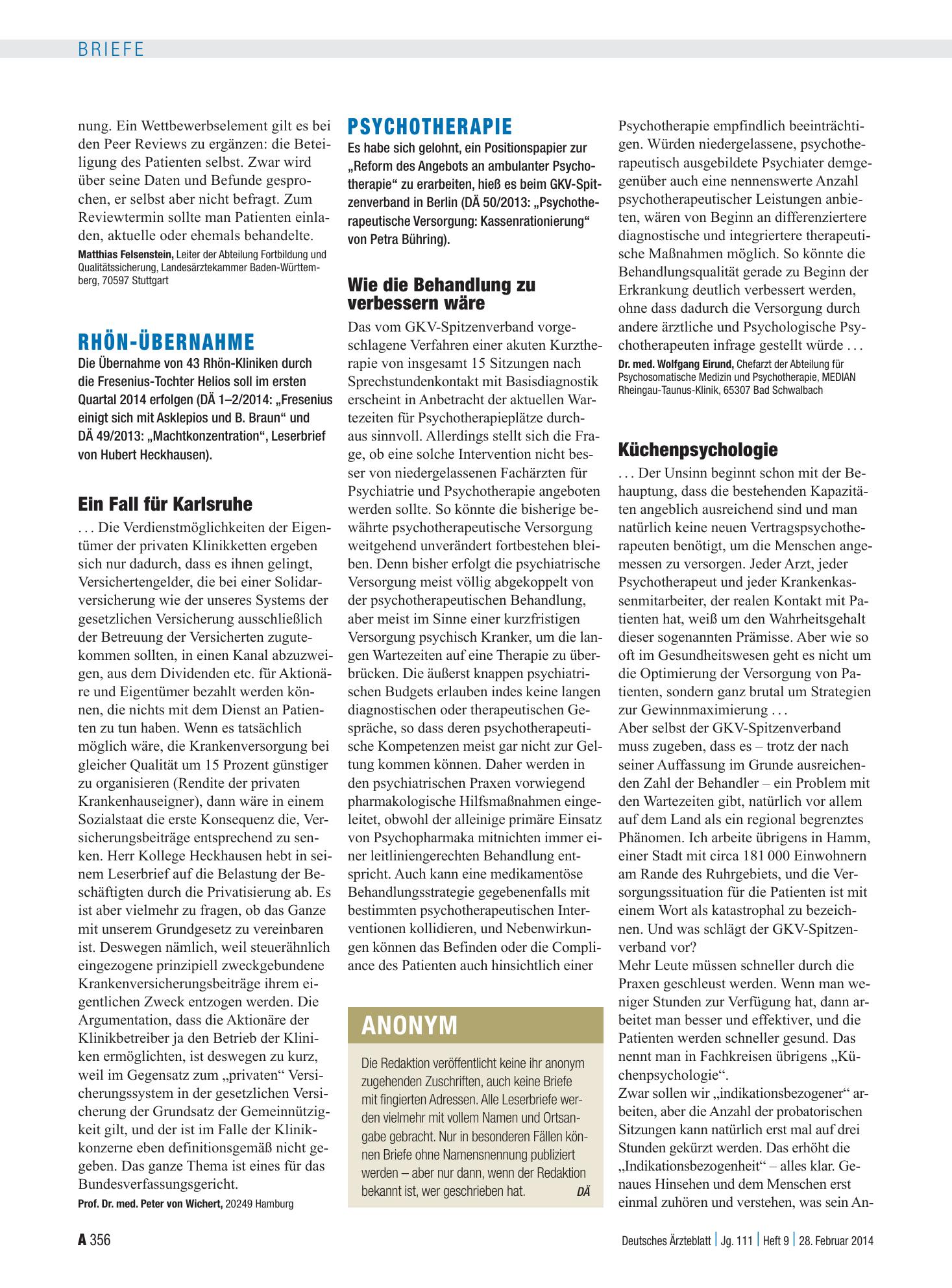 Vorschauseite 1: Rhön-Übernahme: Ein Fall für Karlsruhe – Deutsches Ärzteblatt