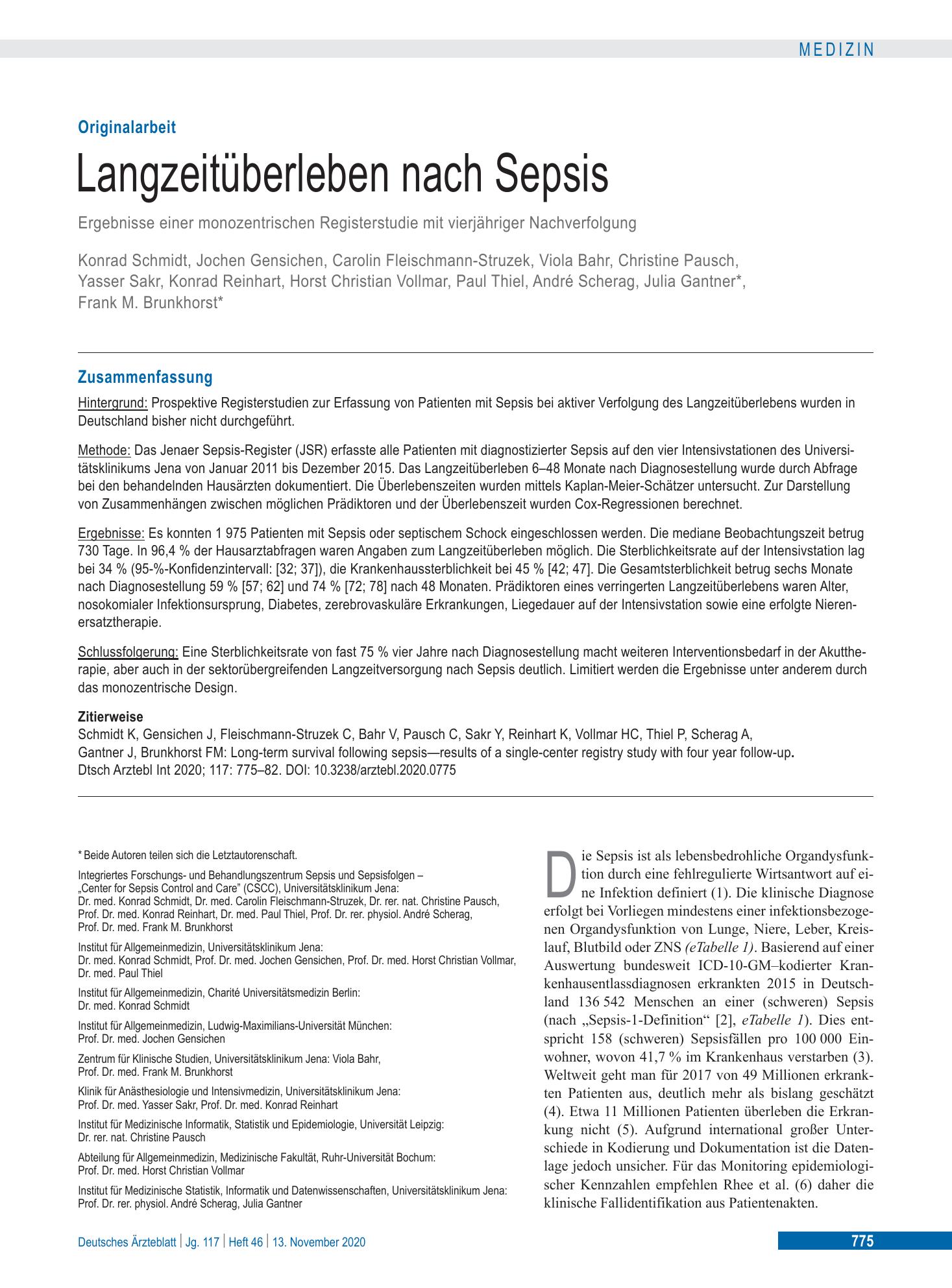 Vorschauseite 1: Langzeitüberleben nach Sepsis – Deutsches Ärzteblatt
