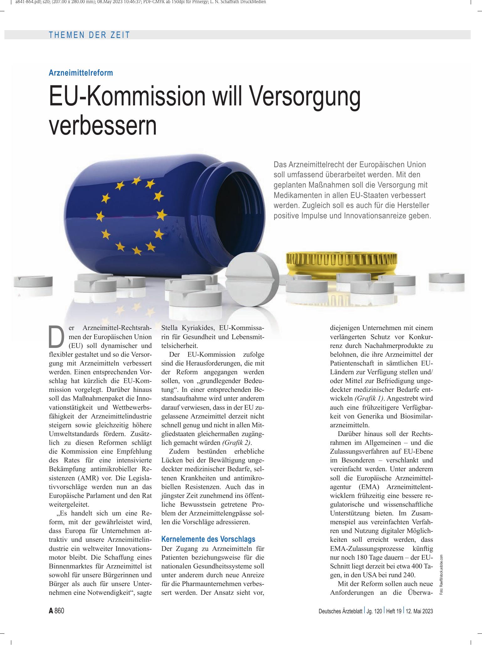 Vorschauseite 1: Arzneimittelreform: EU-Kommission will Versorgung verbessern – Deutsches Ärzteblatt