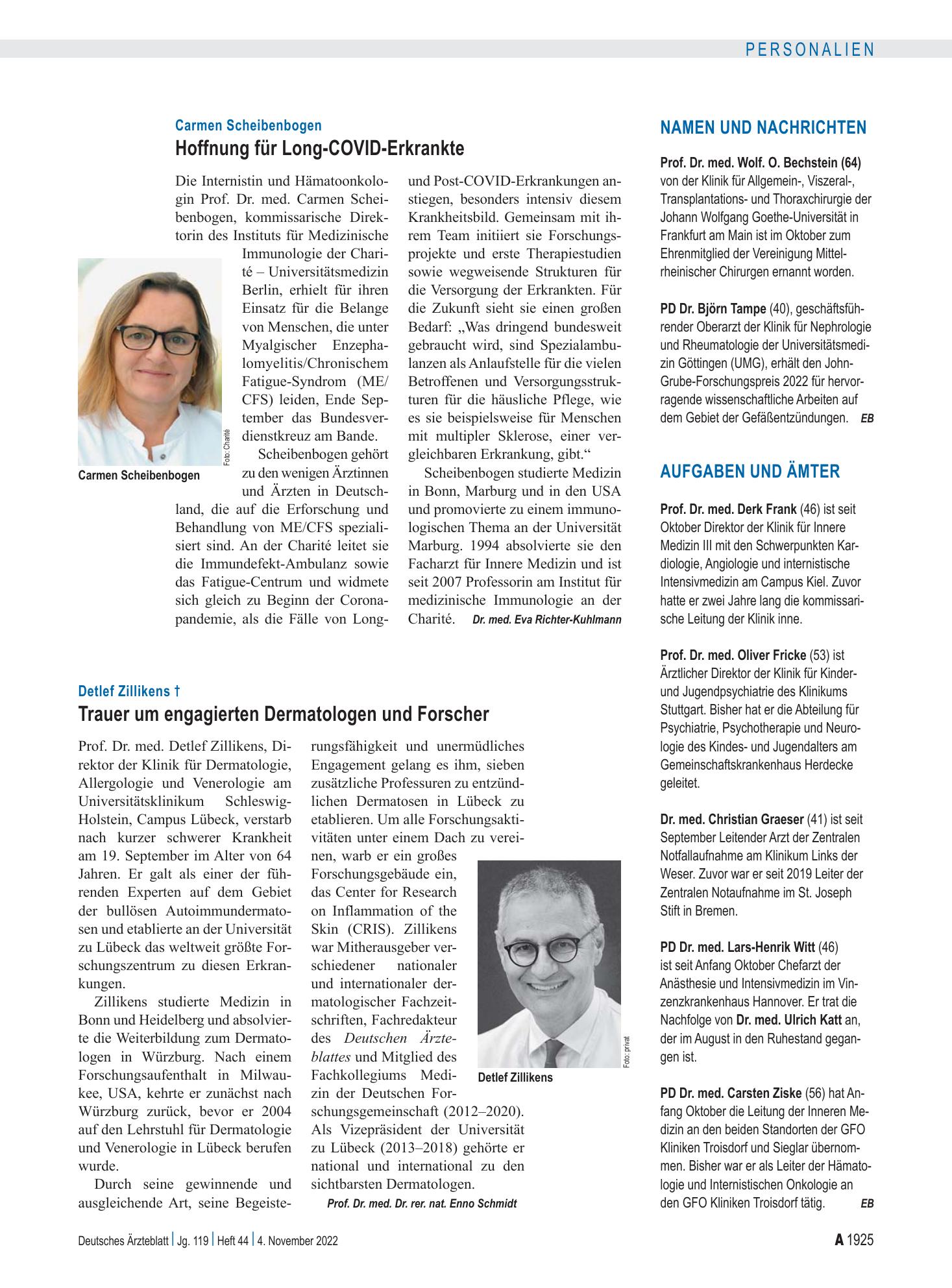 Vorschauseite 1: Aufgaben und Ämter – Deutsches Ärzteblatt