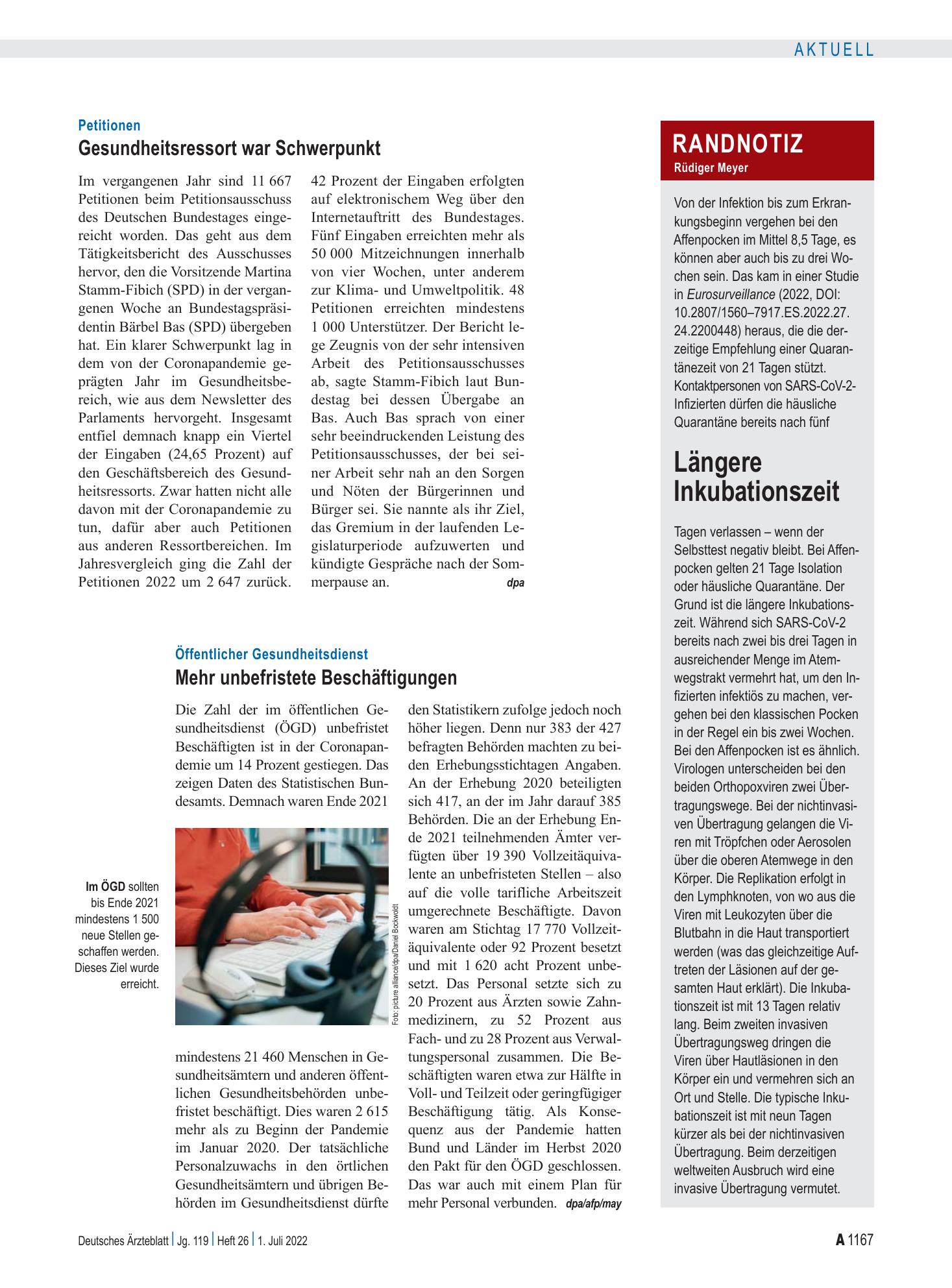 Vorschauseite 1: Petitionen: Gesundheitsressort war Schwerpunkt – Deutsches Ärzteblatt