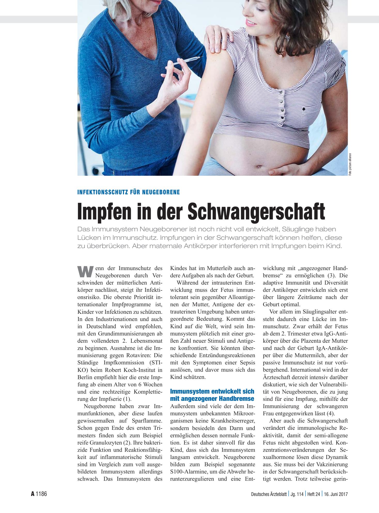 Vorschauseite 1: Infektionsschutz für Neugeborene: Impfen in der Schwangerschaft – Deutsches Ärzteblatt