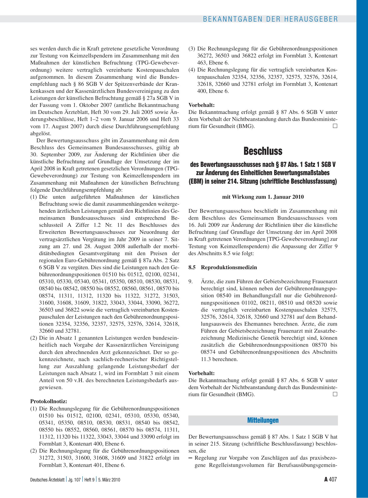 Vorschauseite 1: Mitteilungen – Deutsches Ärzteblatt