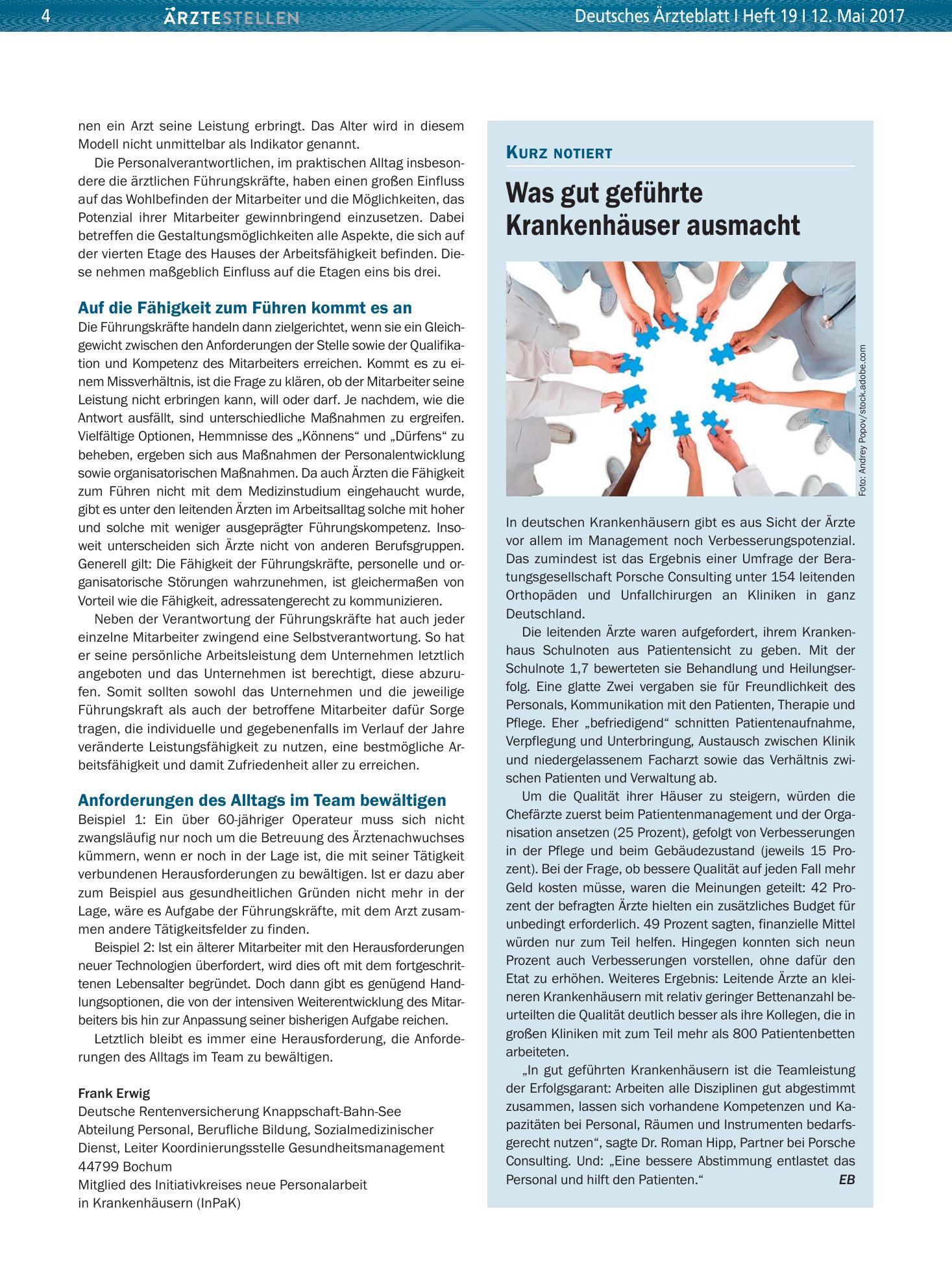Vorschauseite 1: Was gut geführte Krankenhäuser ausmacht – Deutsches Ärzteblatt