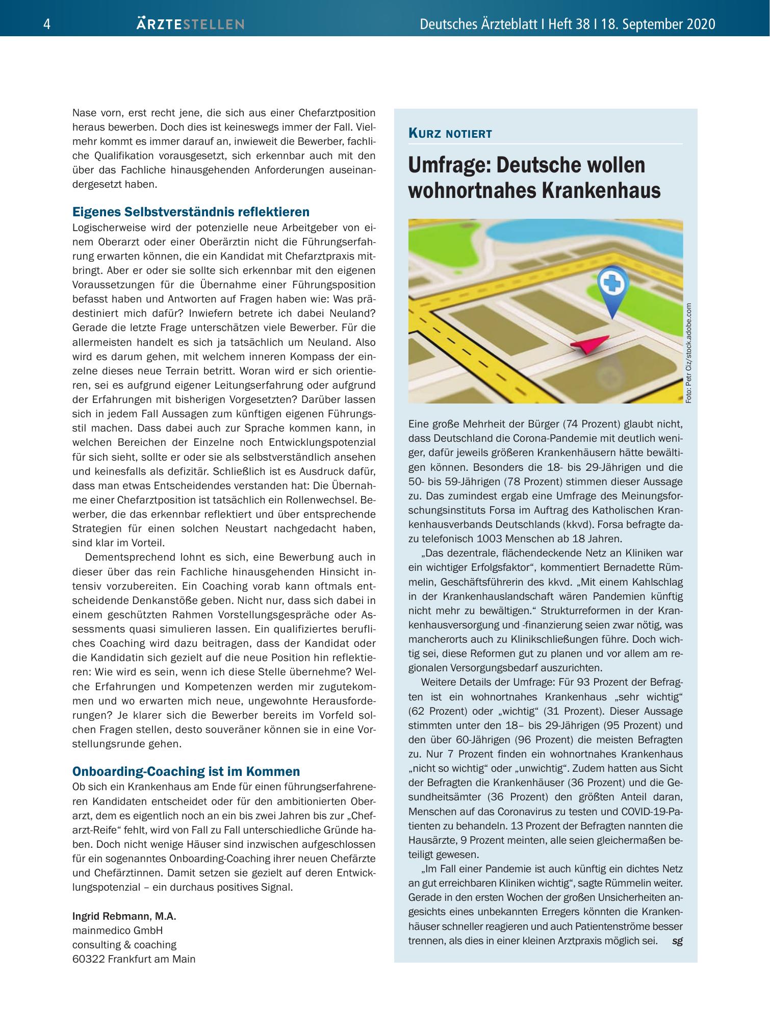 Vorschauseite 1: Umfrage: Deutsche wollen wohnortnahes Krankenhaus – Deutsches Ärzteblatt