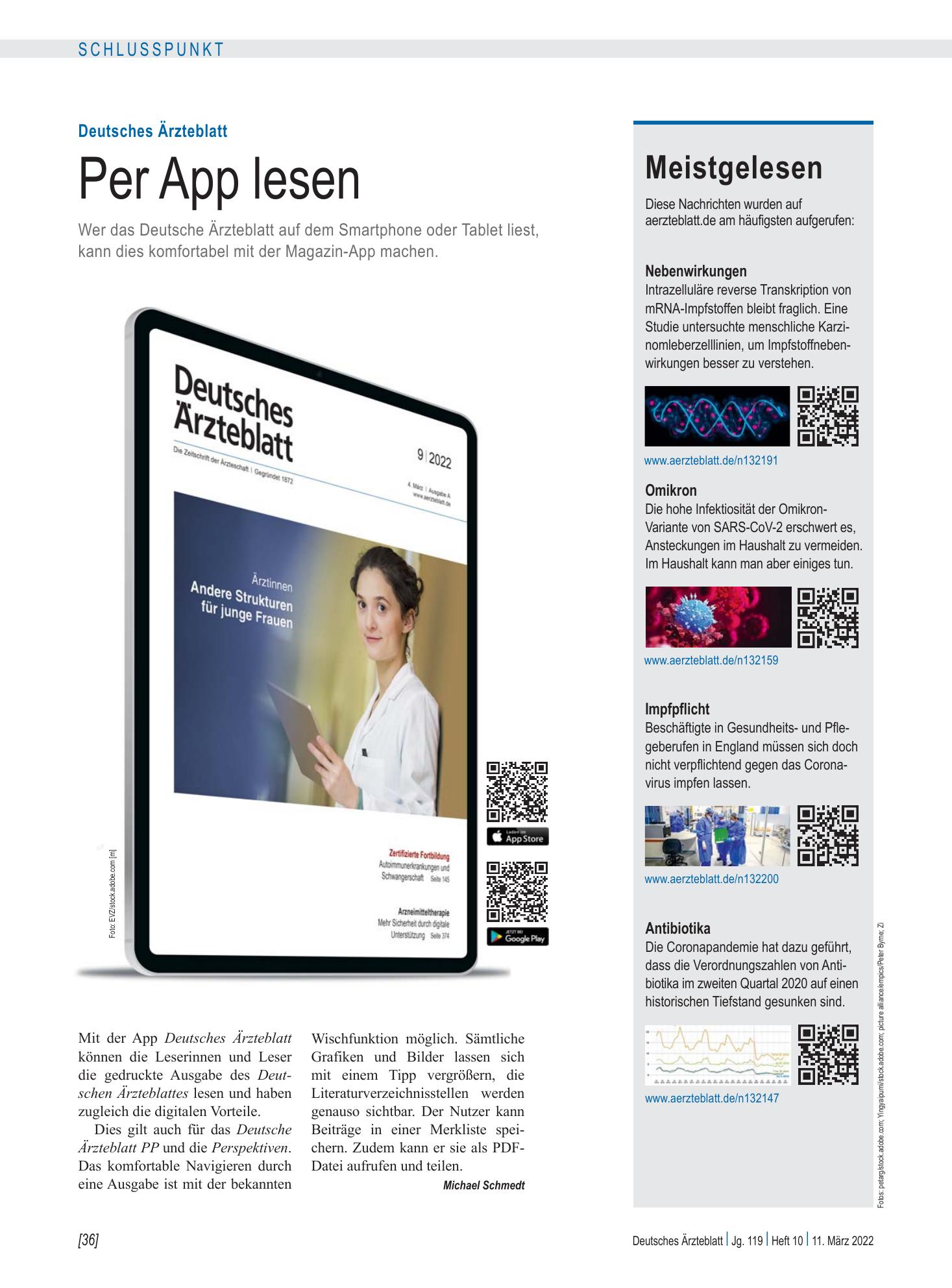 Vorschauseite 1: Meistgelesen – Deutsches Ärzteblatt