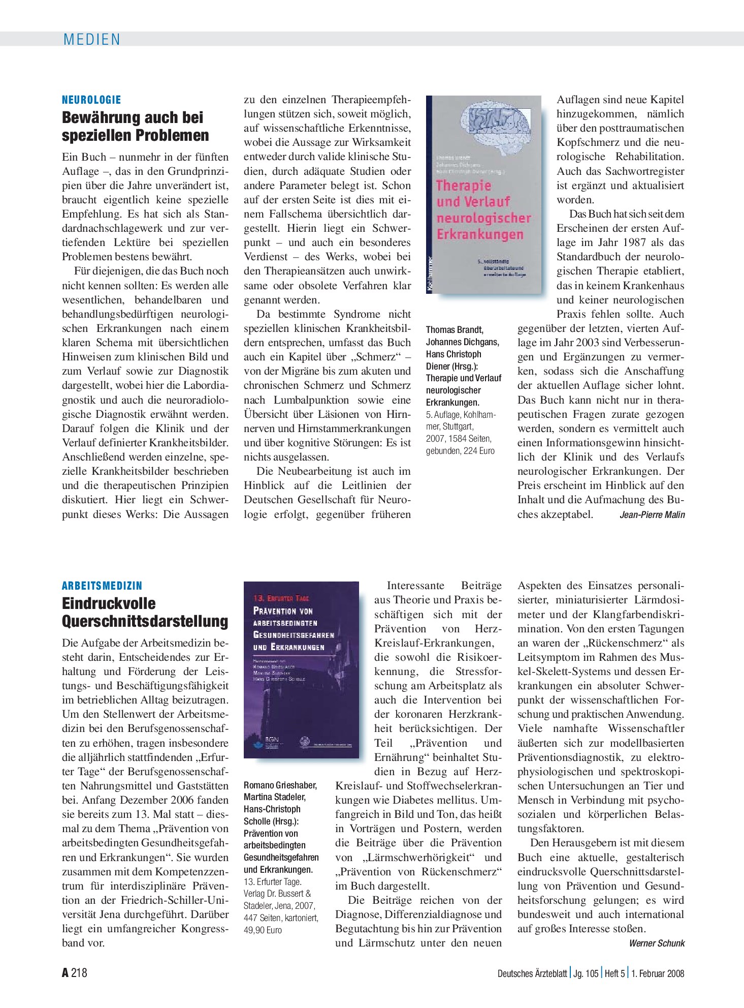 Vorschauseite 1: Neurologie: Bewährung auch bei speziellen Problemen – Deutsches Ärzteblatt