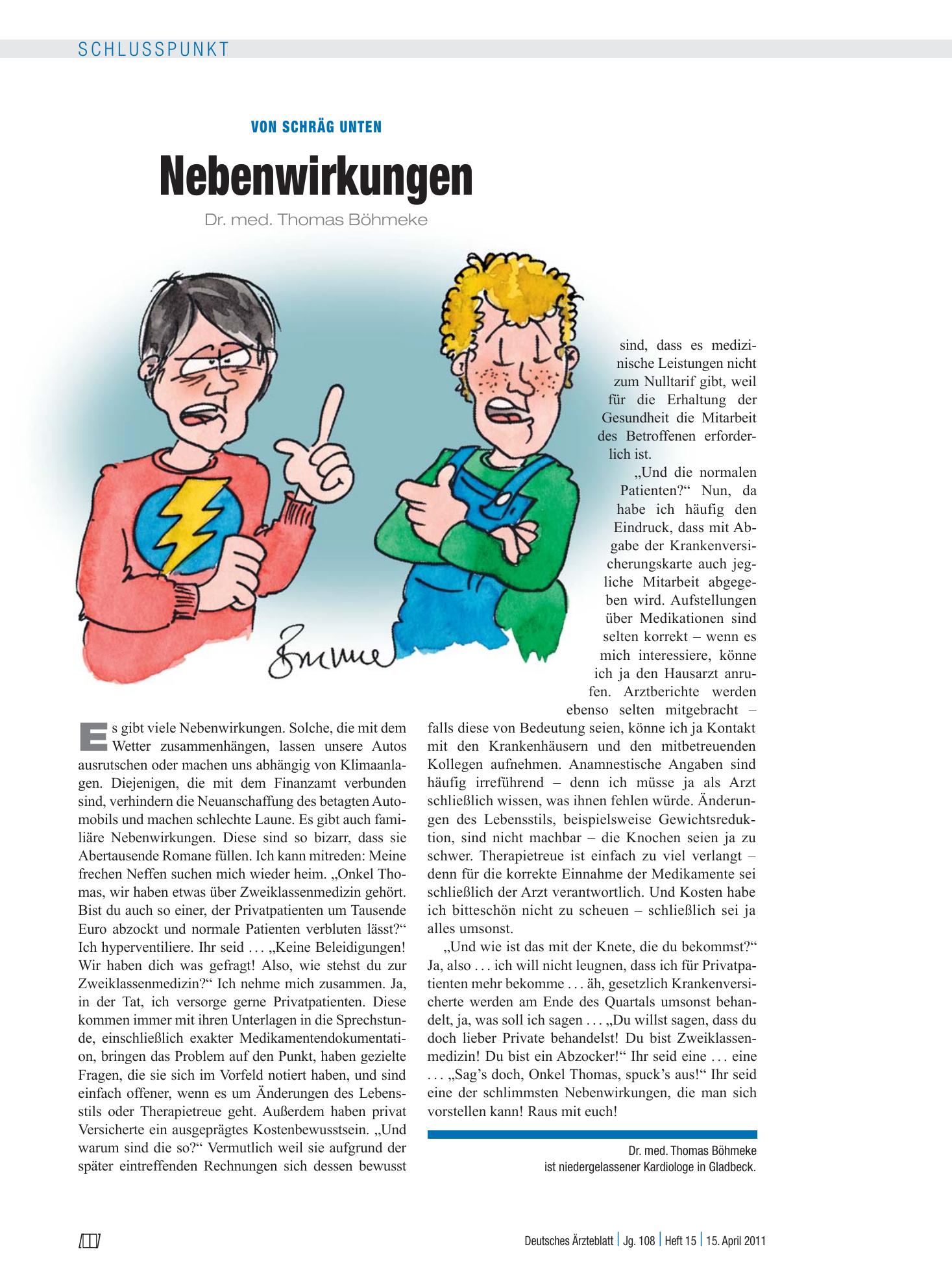 Vorschauseite 1: Von schräg unten: Nebenwirkungen – Deutsches Ärzteblatt
