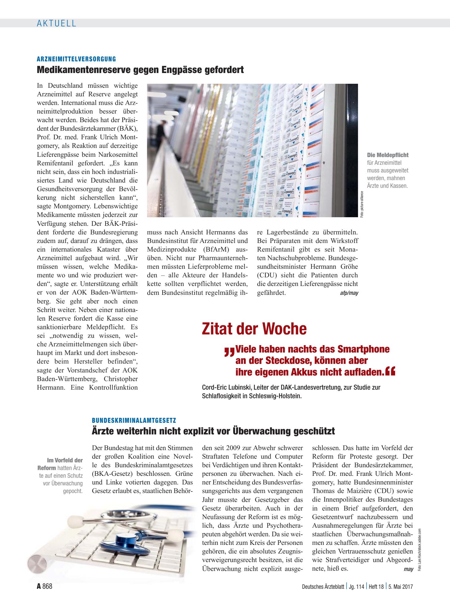 Vorschauseite 1: Zitat der Woche – Deutsches Ärzteblatt